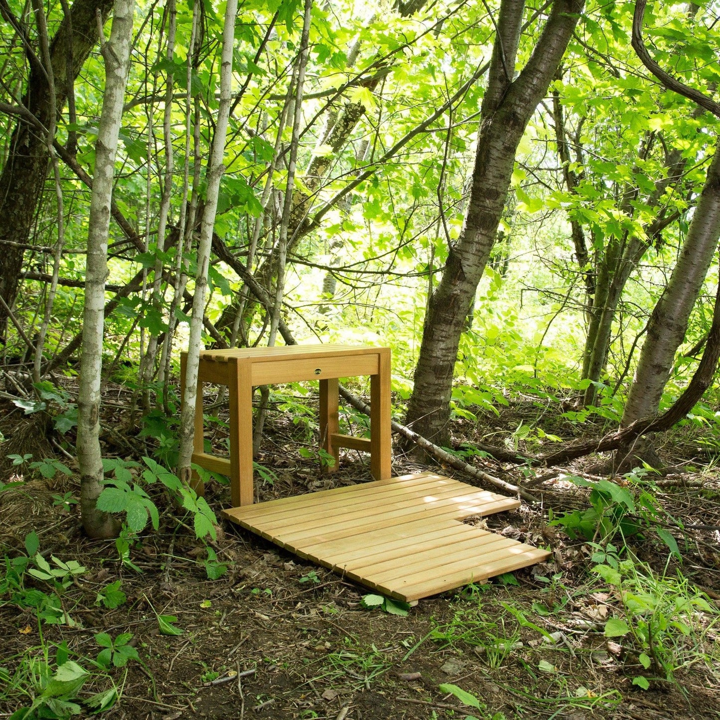 ARB Teak & Specialties Tile 32" x 14" Solid Teak Wood Shower Mat