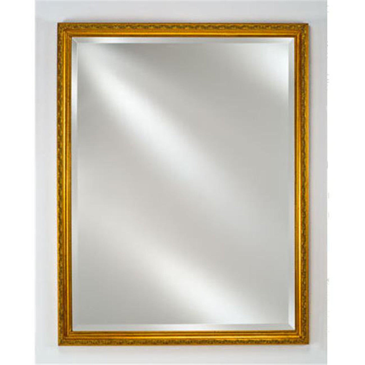 Afina Basix 16" x 22" Antique Gold Recessed Left Or Right Hinged Single Door Beveled Mirror Medicine Cabinet