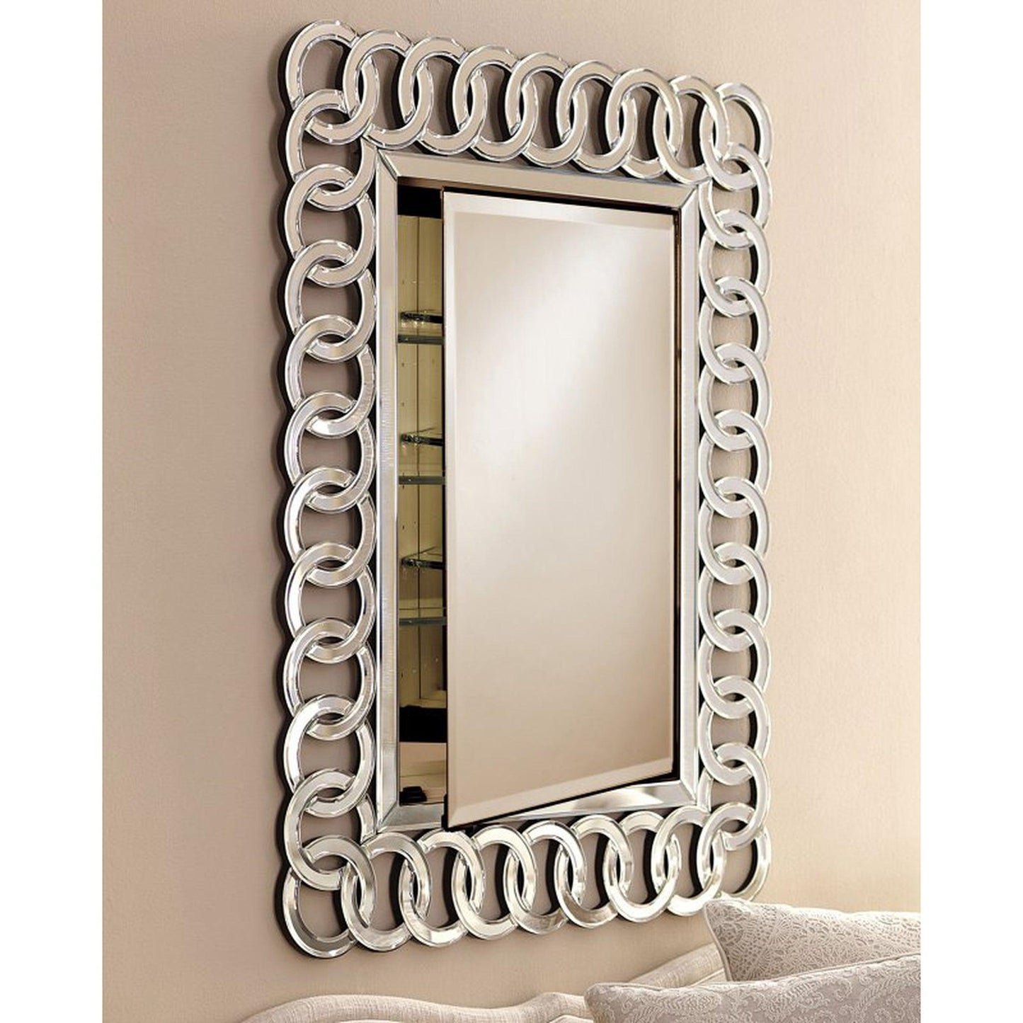 Afina Radiance 30″ x 36″ Circles Single Door Recessed Reversible Hinged Medicine Cabinet