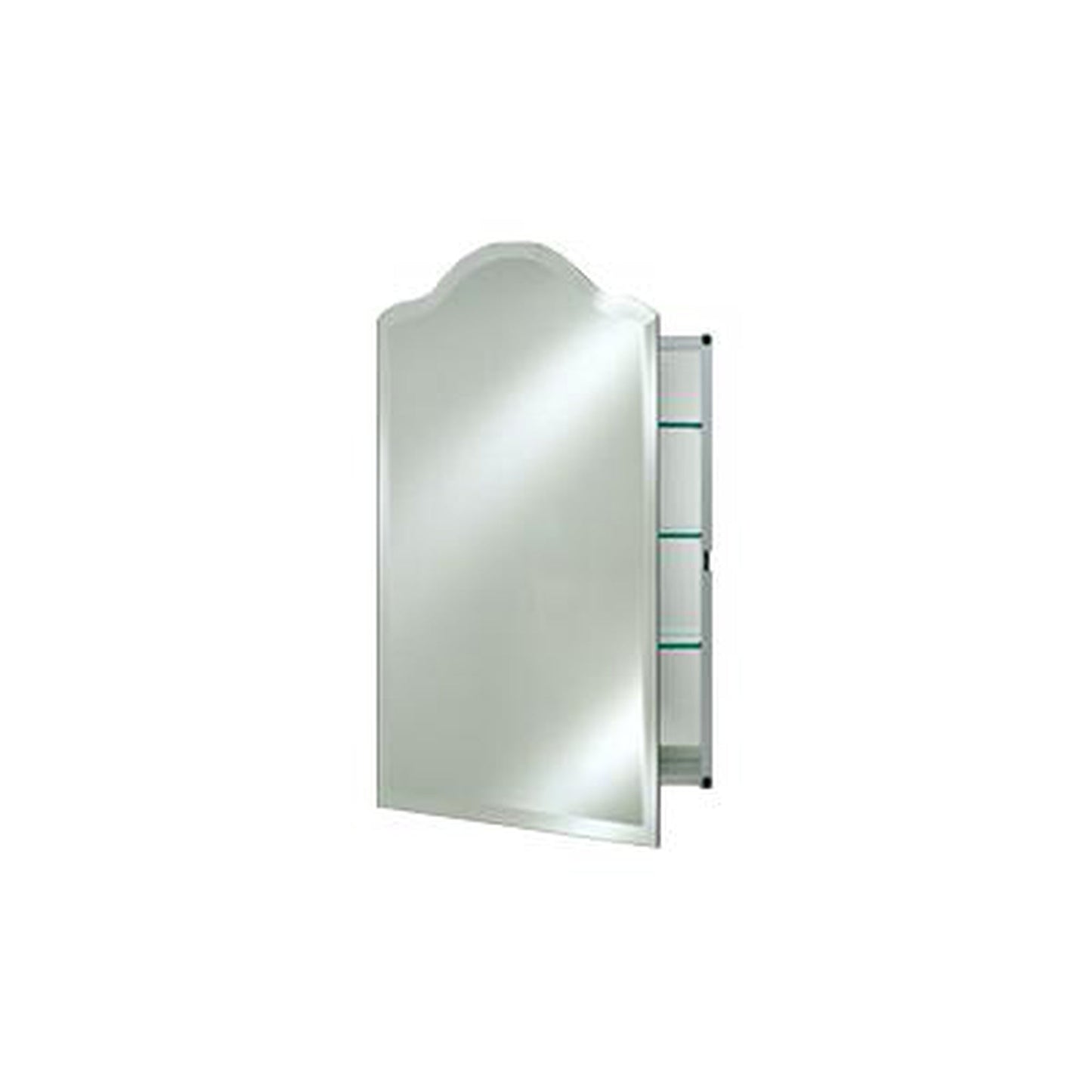 Afina Scallop Top 16" x 25" Recessed Right Hinged Single Door Medicine Cabinet With Beveled Edge Mirror