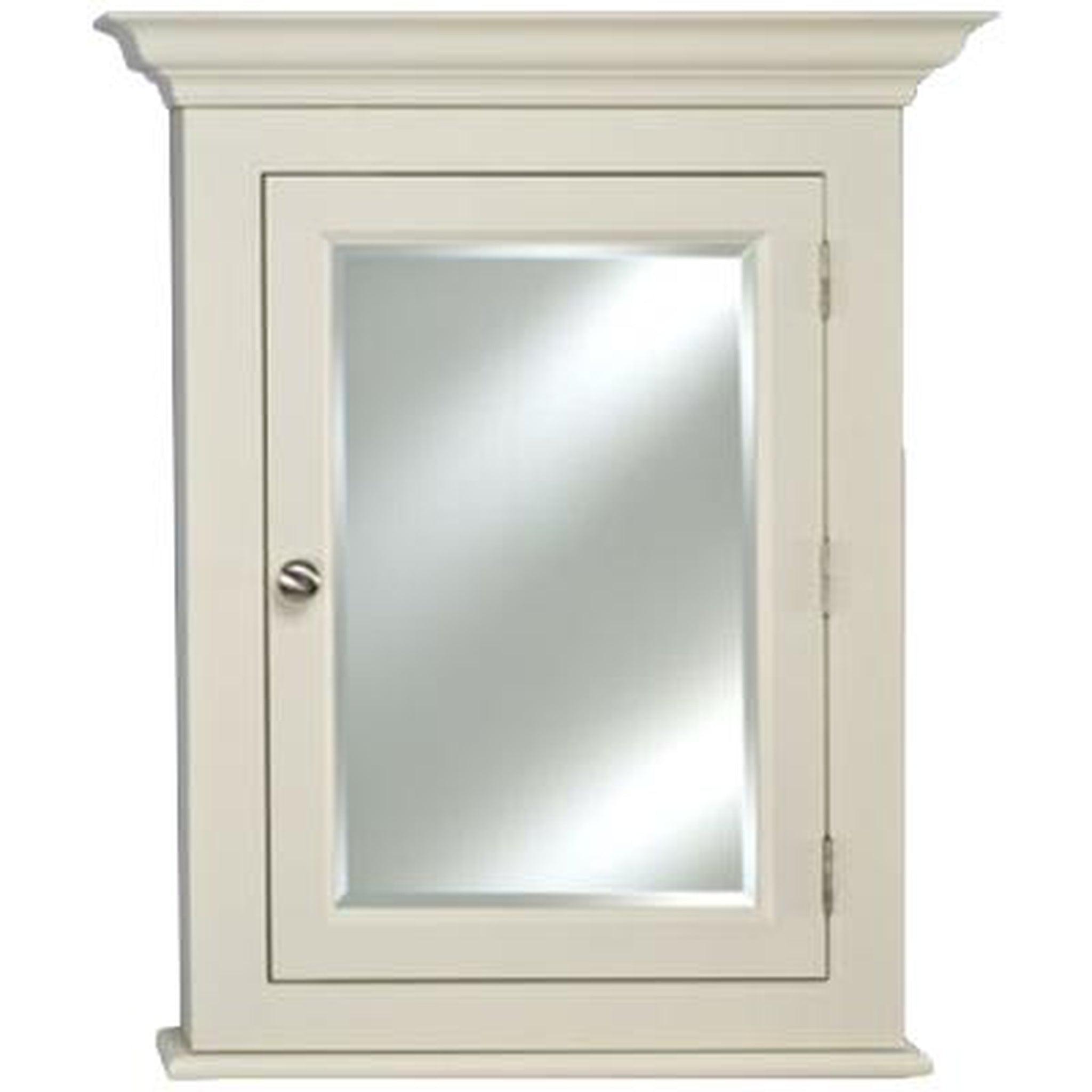 Afina Wilshire I Small White Surface Mount Right Hinged Single Door  Medicine Cabinet With Beveled Edge Mirror