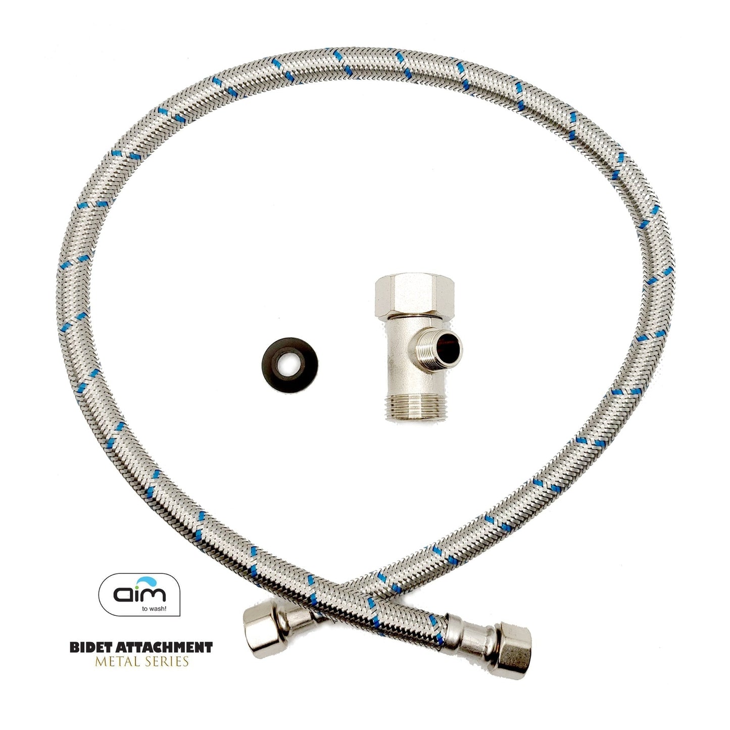 Aim to Wash! Metal Series White Non-Electric Bidet Attachment With Dual Nozzles