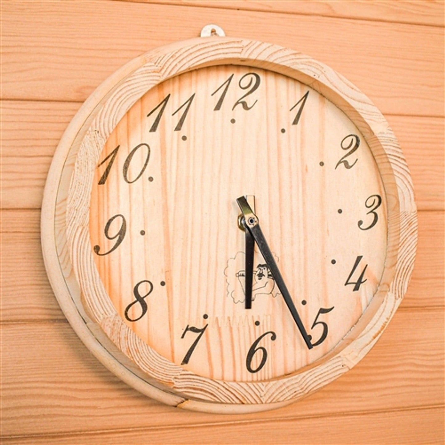 Aleko 8" Handcrafted Analog Sauna Clock Accessory in Pine Wood Finish