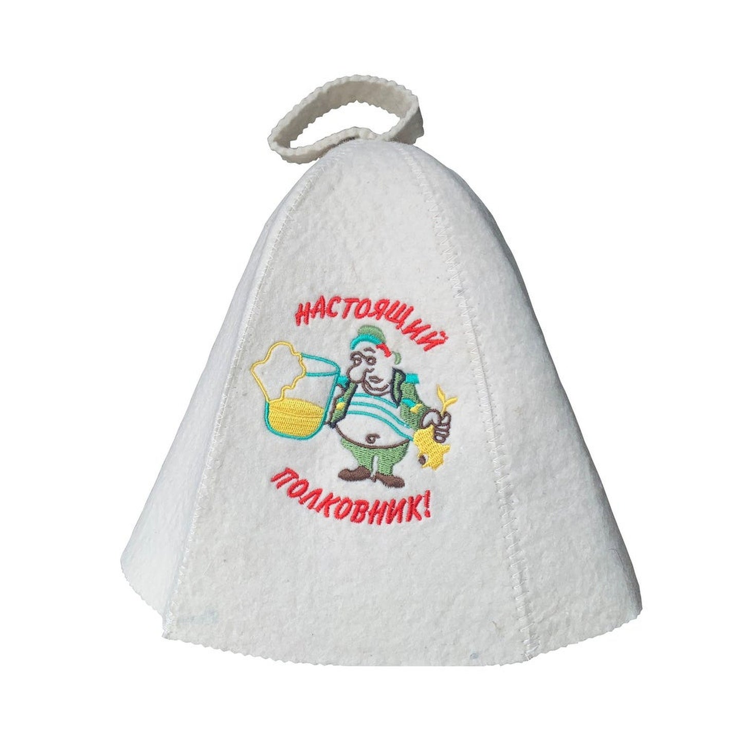 Aleko Natural Sheep Wool Sauna Hat in White and Charcoal