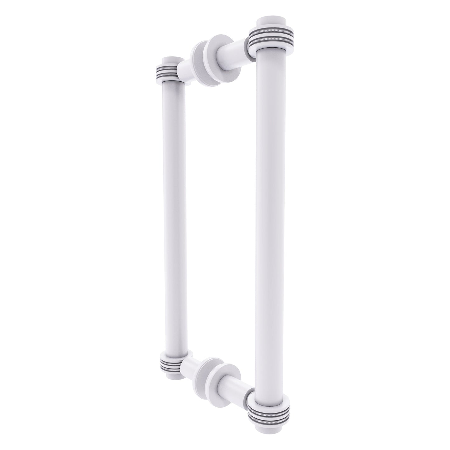 Allied Brass 404D-12BB 13.4" x 7.2" Matte White Solid Brass Back-to-Back Shower Door Pull with Dotted Accent