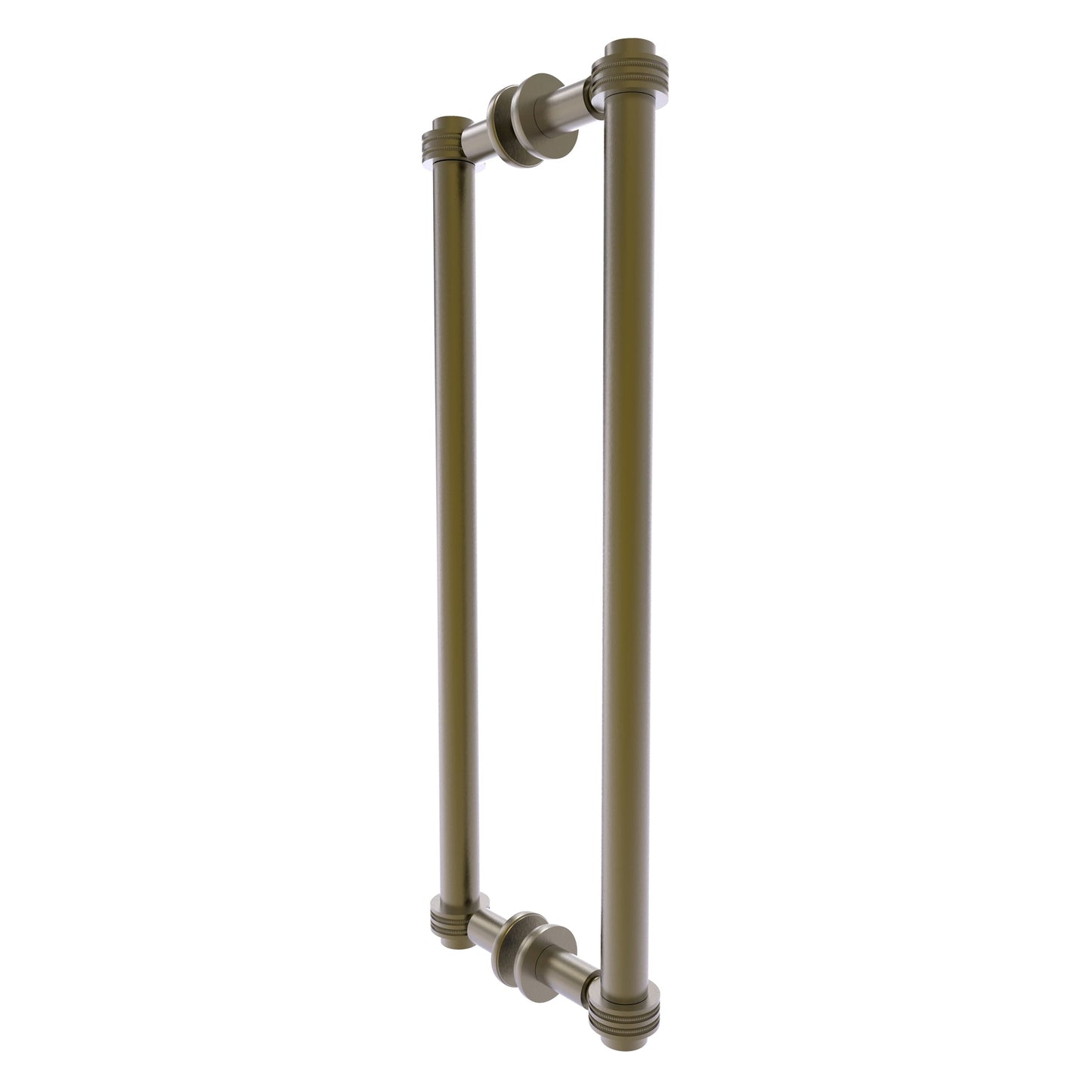 Allied Brass 404D-18BB 19.4" x 7.2" Antique Brass Solid Brass Back-to-Back Shower Door Pull with Dotted Accent