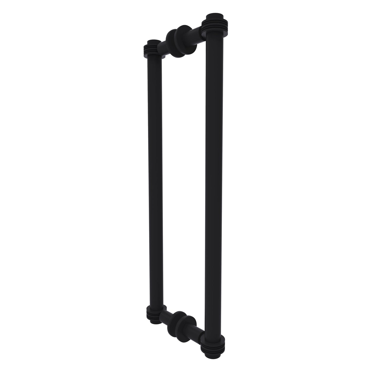 Allied Brass 404D-18BB 19.4" x 7.2" Matte Black Solid Brass Back-to-Back Shower Door Pull with Dotted Accent