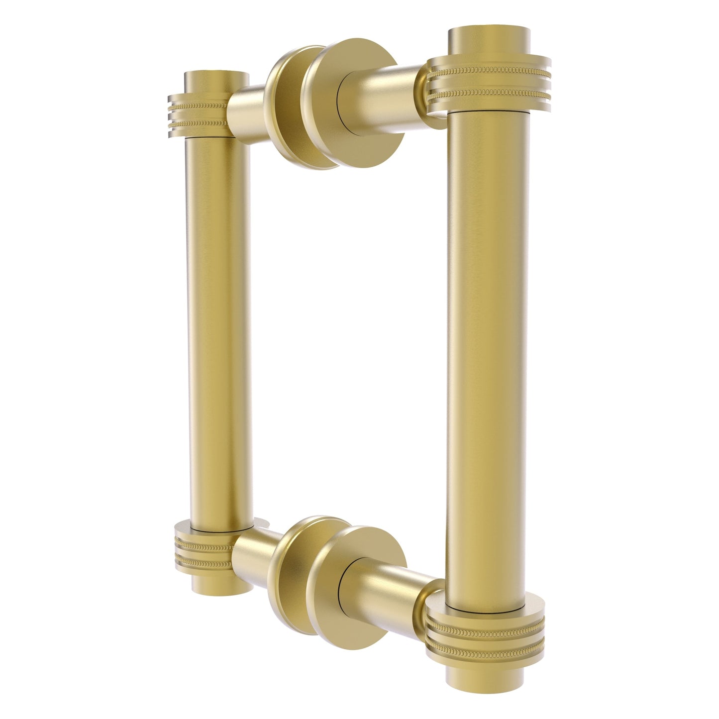 Allied Brass 404D-6BB 7.4" x 7.2" Satin Brass Solid Brass Back-to-Back Shower Door Pull with Dotted Accent