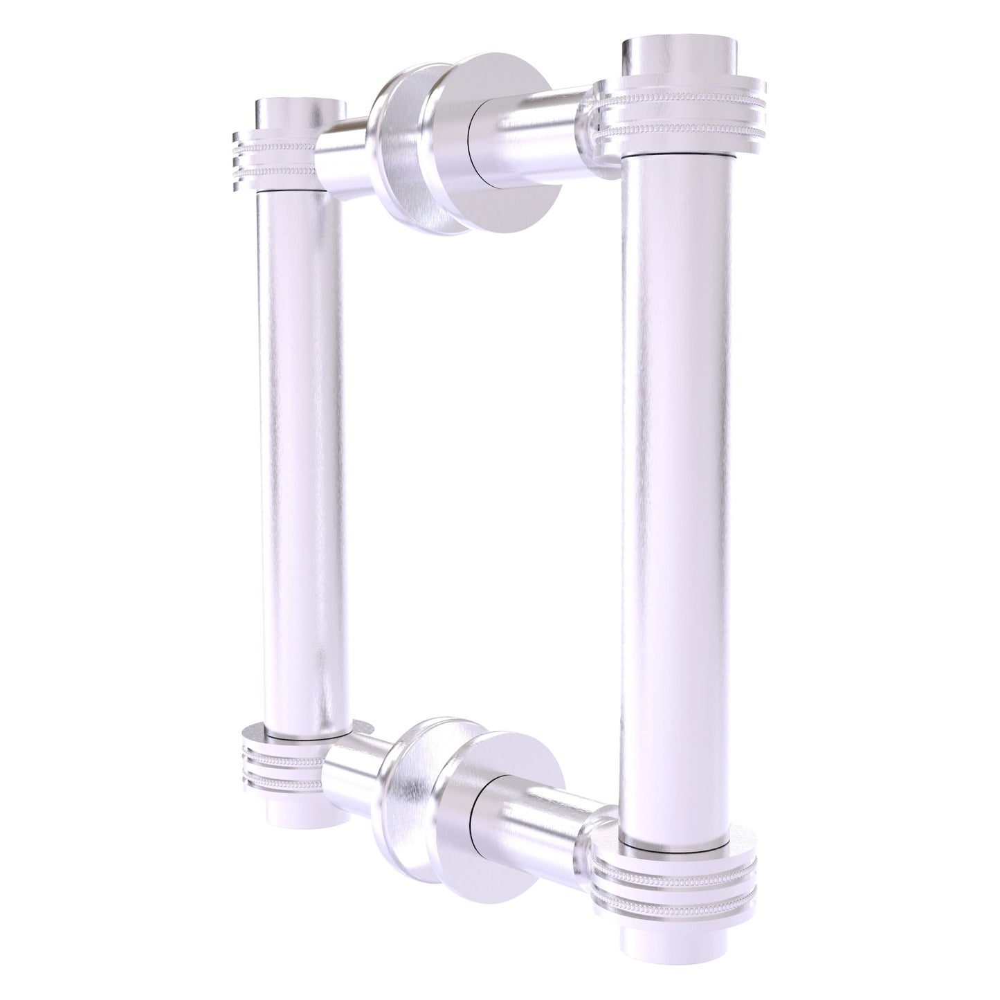 Allied Brass 404D-6BB 7.4" x 7.2" Satin Chrome Solid Brass Back-to-Back Shower Door Pull with Dotted Accent