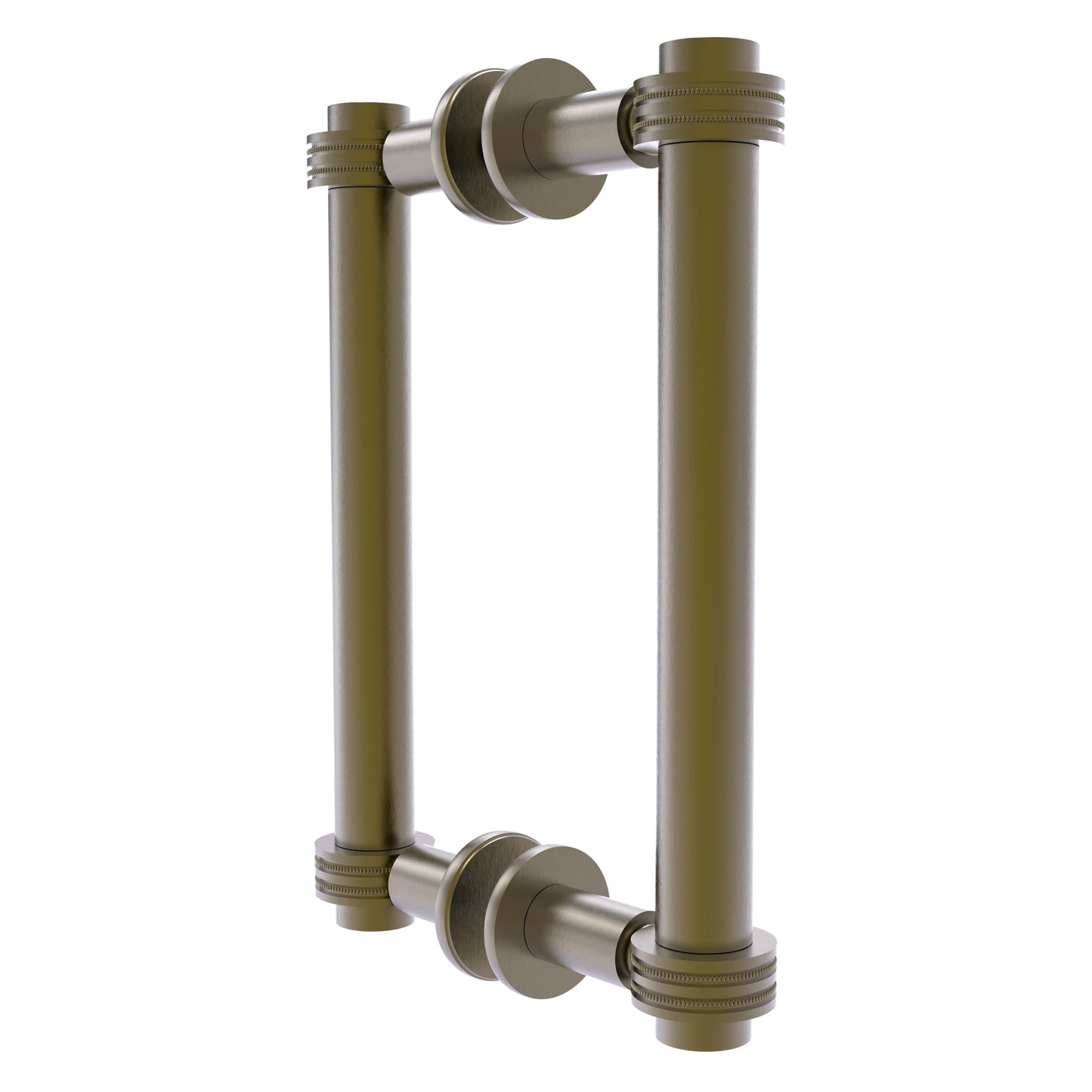 Allied Brass 404D-8BB 9.4" x 7.2" Antique Brass Solid Brass Back-to-Back Shower Door Pull with Dotted Accent