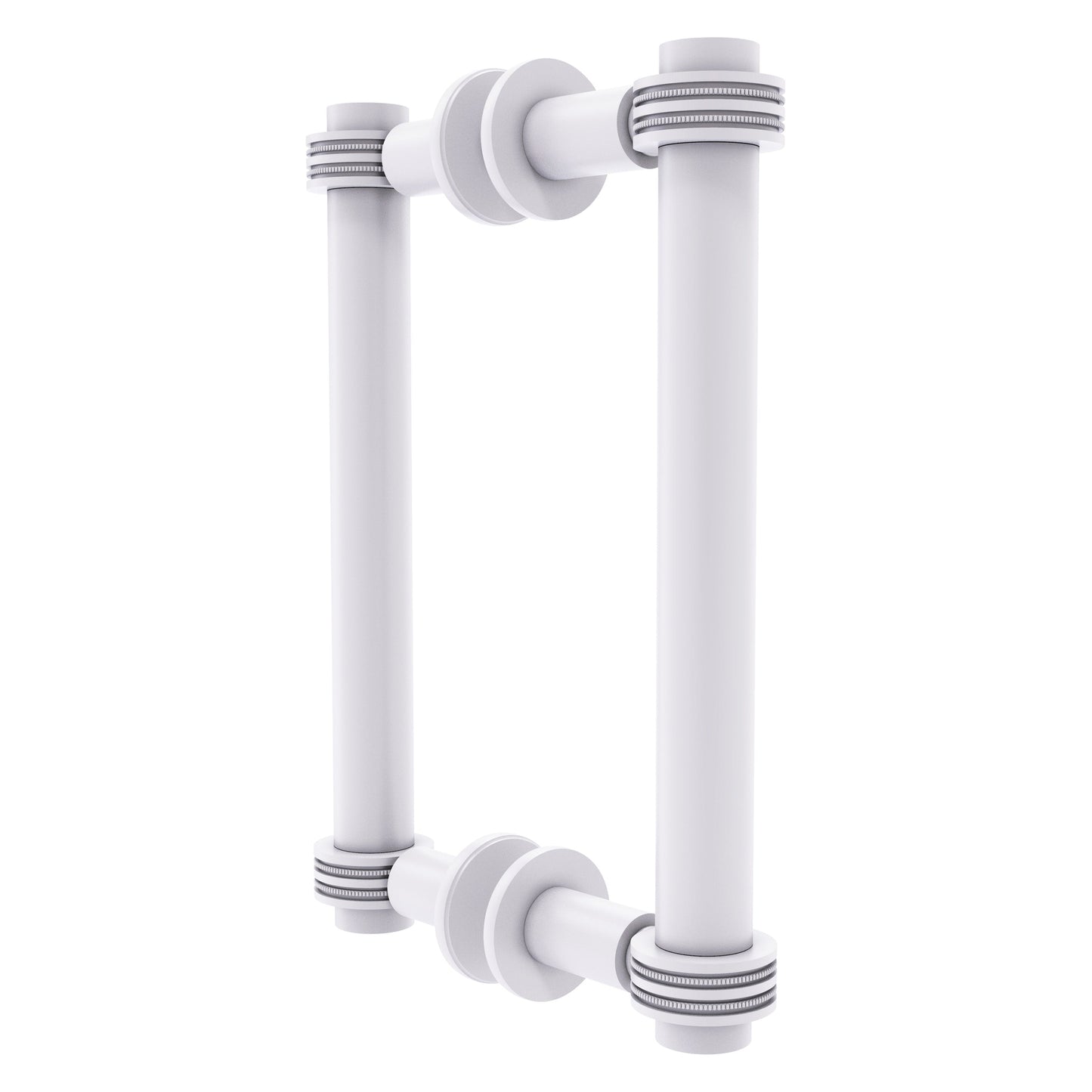 Allied Brass 404D-8BB 9.4" x 7.2" Matte White Solid Brass Back-to-Back Shower Door Pull with Dotted Accent
