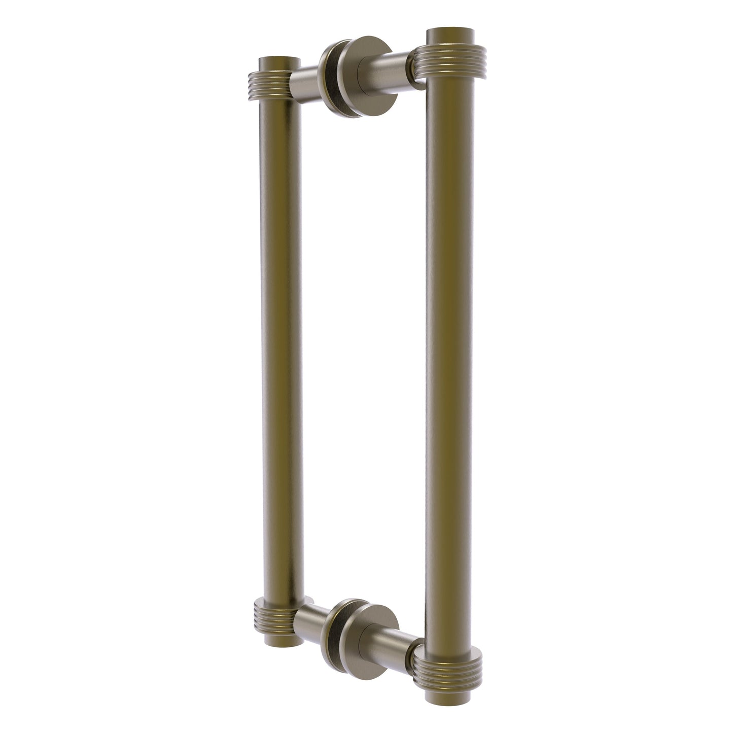 Allied Brass 404G-12BB 13.4" x 7.2" Antique Brass Solid Brass Back-to-Back Shower Door Pull with Grooved Accent