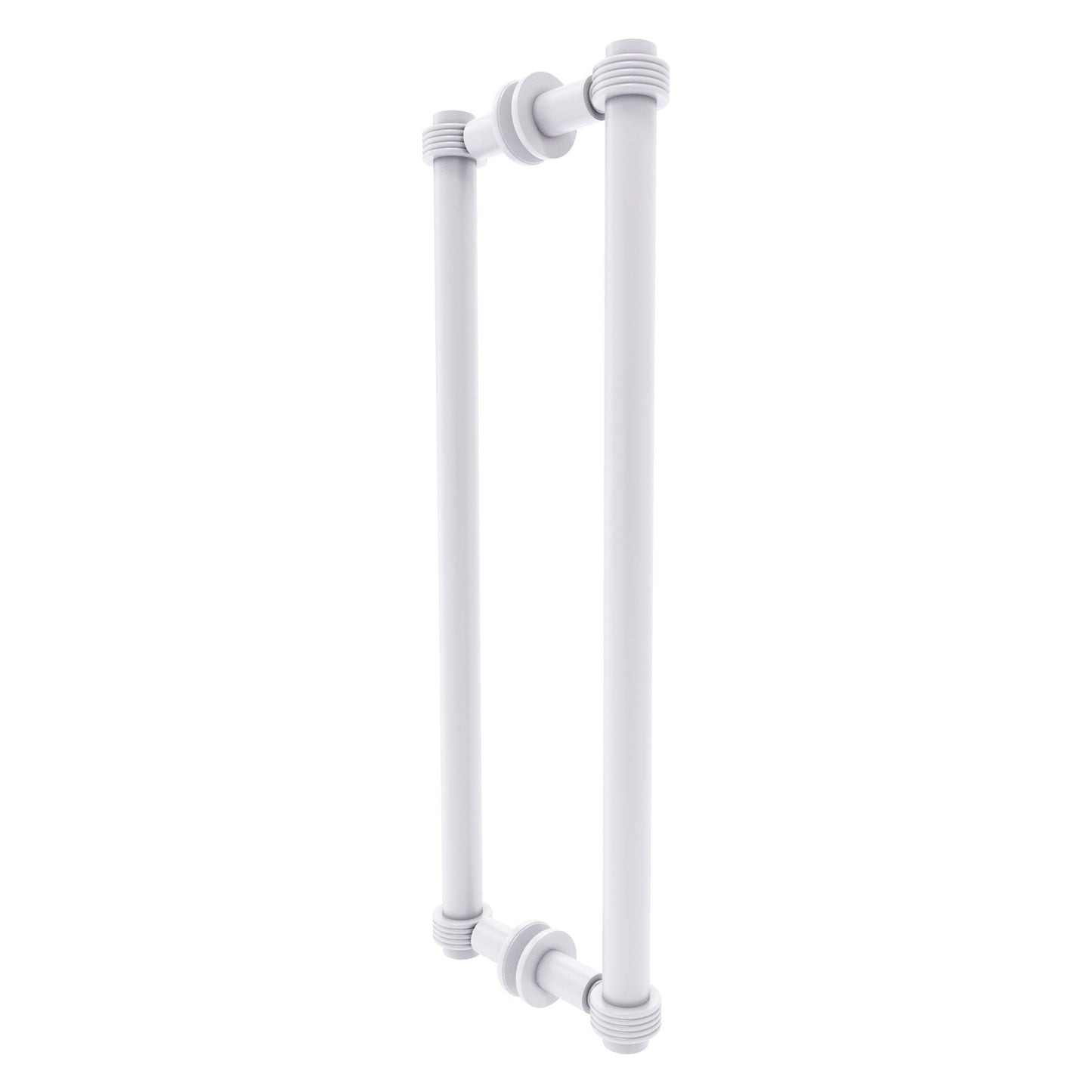 Allied Brass 404G-18BB 19.4" x 7.2" Matte White Solid Brass Back-to-Back Shower Door Pull with Grooved Accent