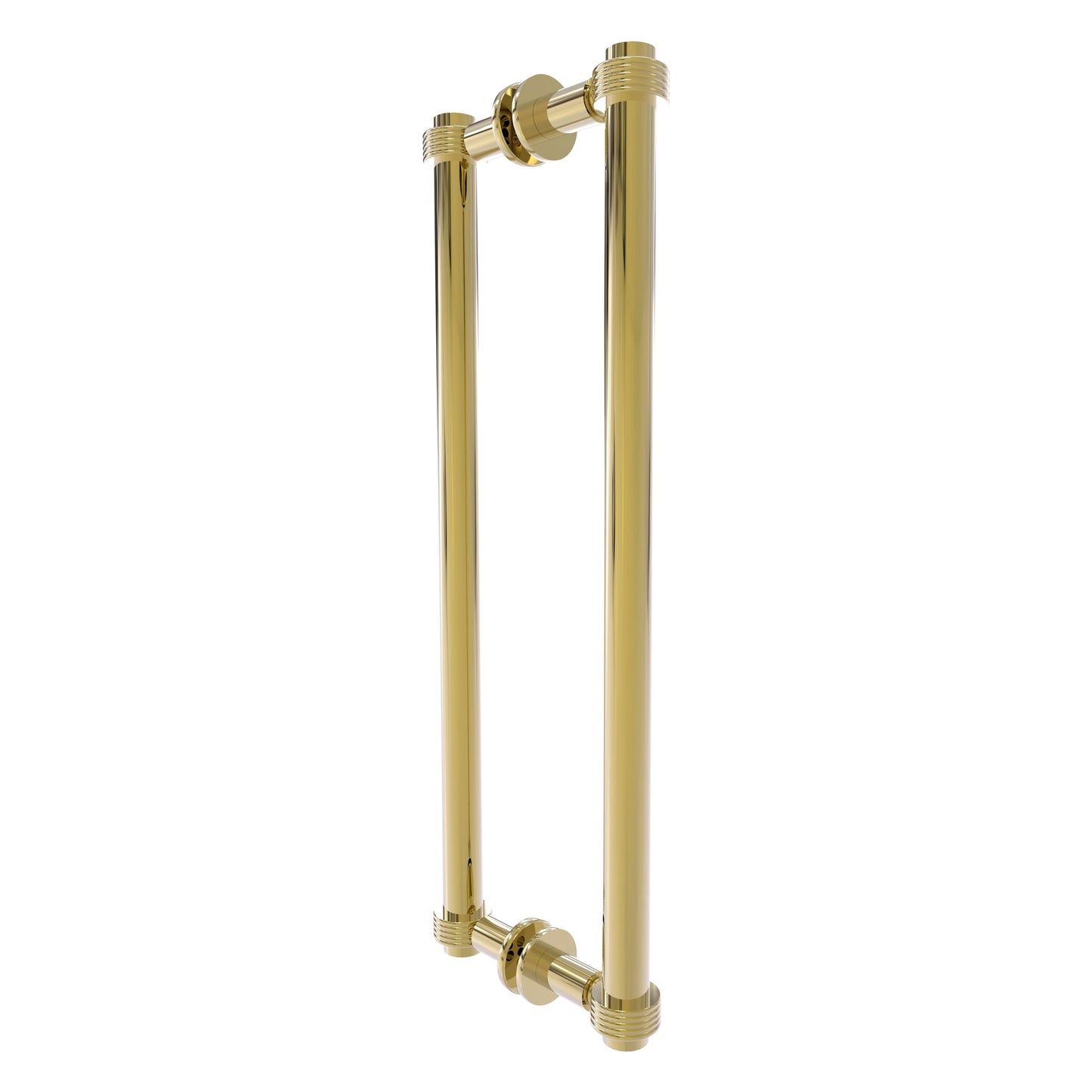 Allied Brass 404G-18BB 19.4" x 7.2" Unlacquered Brass Solid Brass Back-to-Back Shower Door Pull with Grooved Accent