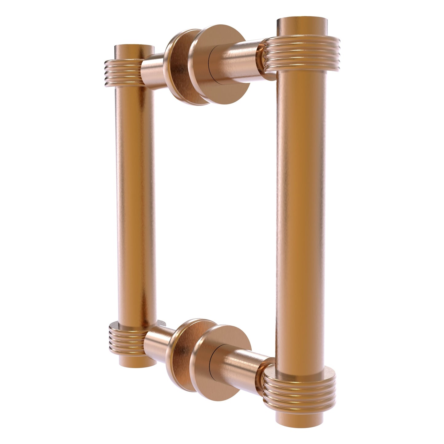 Allied Brass 404G-6BB 7.4" x 7.2" Brushed Bronze Solid Brass Back-to-Back Shower Door Pull with Grooved Accent