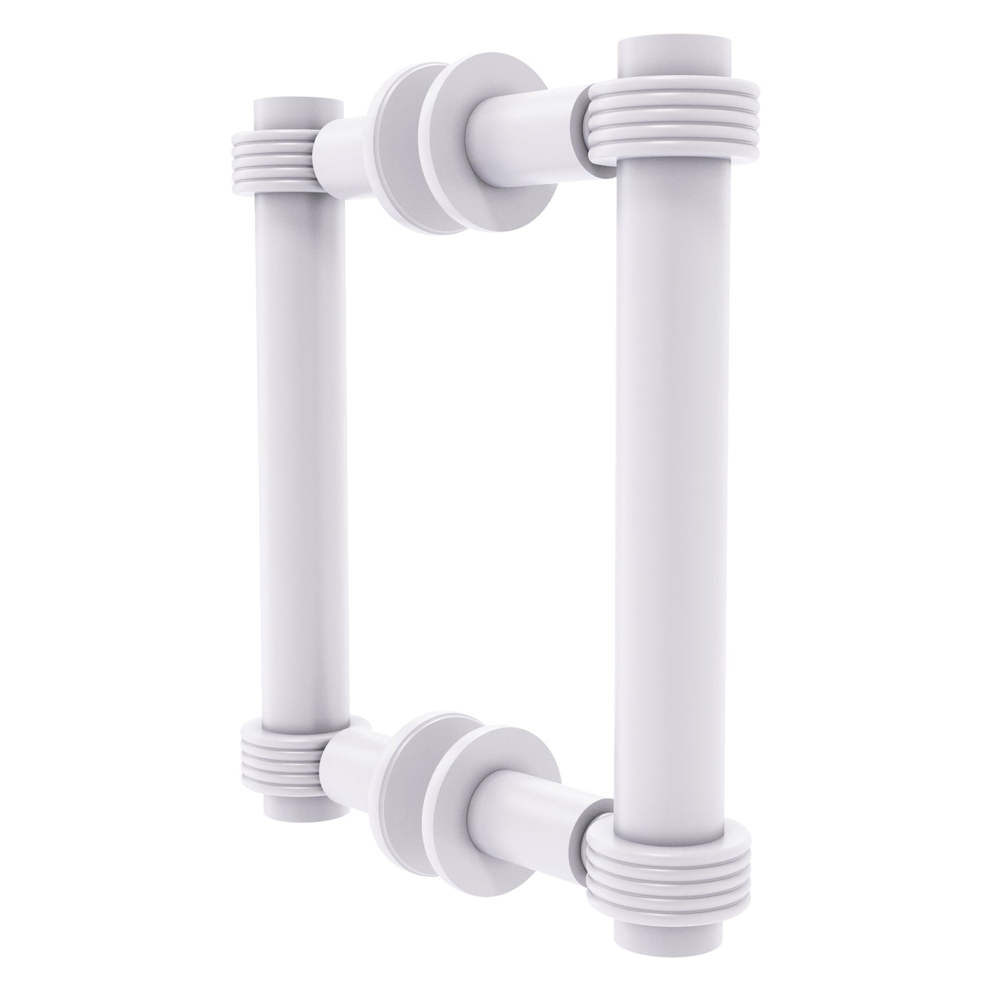 Allied Brass 404G-6BB 7.4" x 7.2" Matte White Solid Brass Back-to-Back Shower Door Pull with Grooved Accent