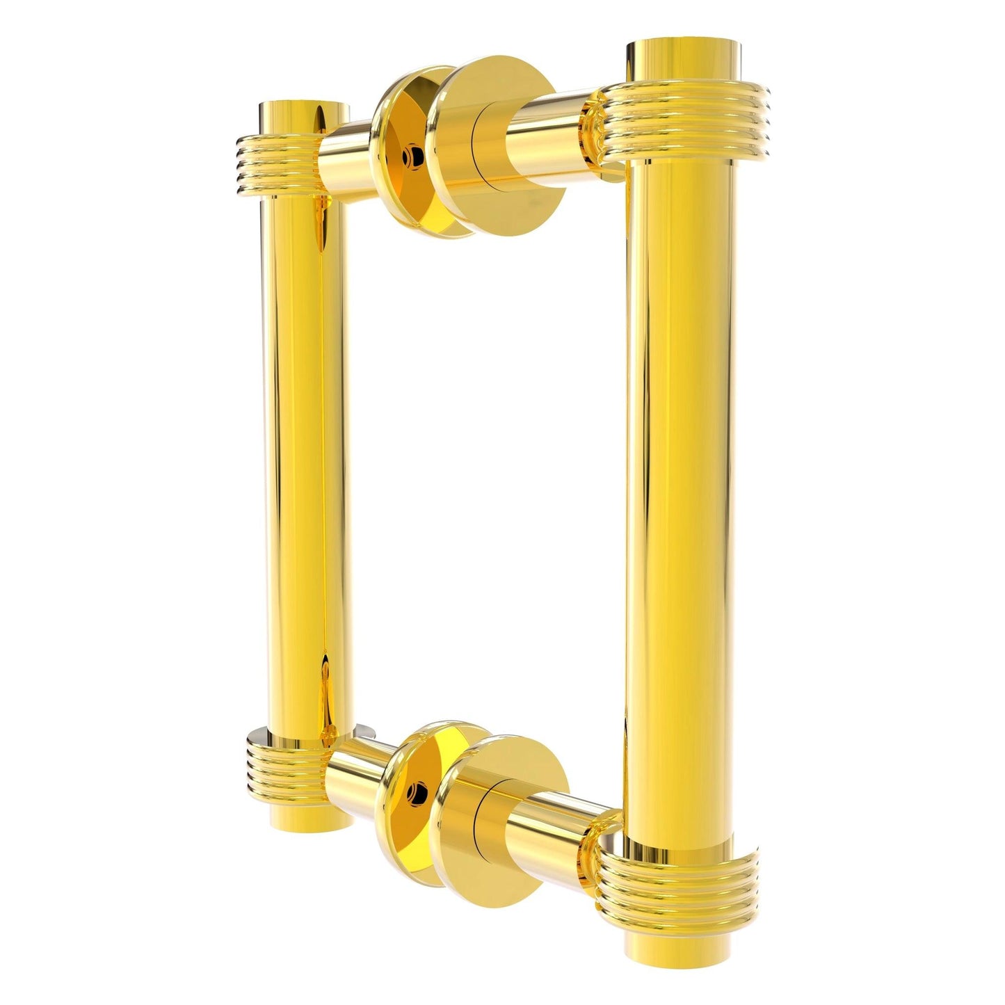 Allied Brass 404G-6BB 7.4" x 7.2" Polished Brass Solid Brass Back-to-Back Shower Door Pull with Grooved Accent