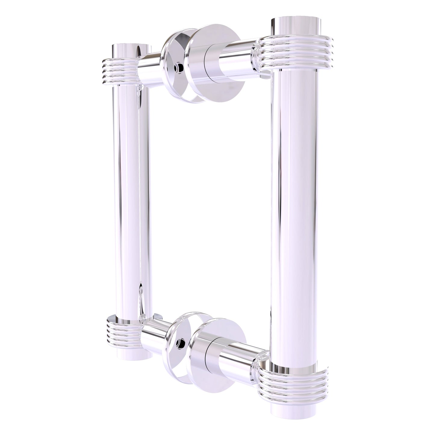 Allied Brass 404G-6BB 7.4" x 7.2" Polished Chrome Solid Brass Back-to-Back Shower Door Pull with Grooved Accent