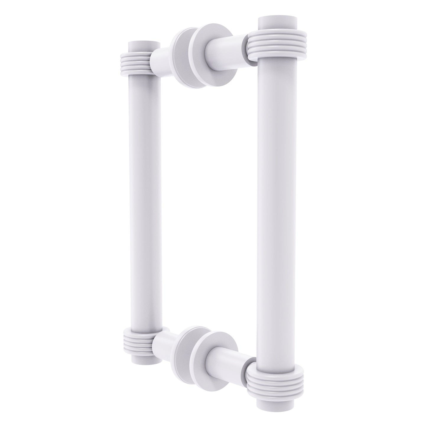 Allied Brass 404G-8BB 9.4" x 7.2" Matte White Solid Brass Back-to-Back Shower Door Pull with Grooved Accent