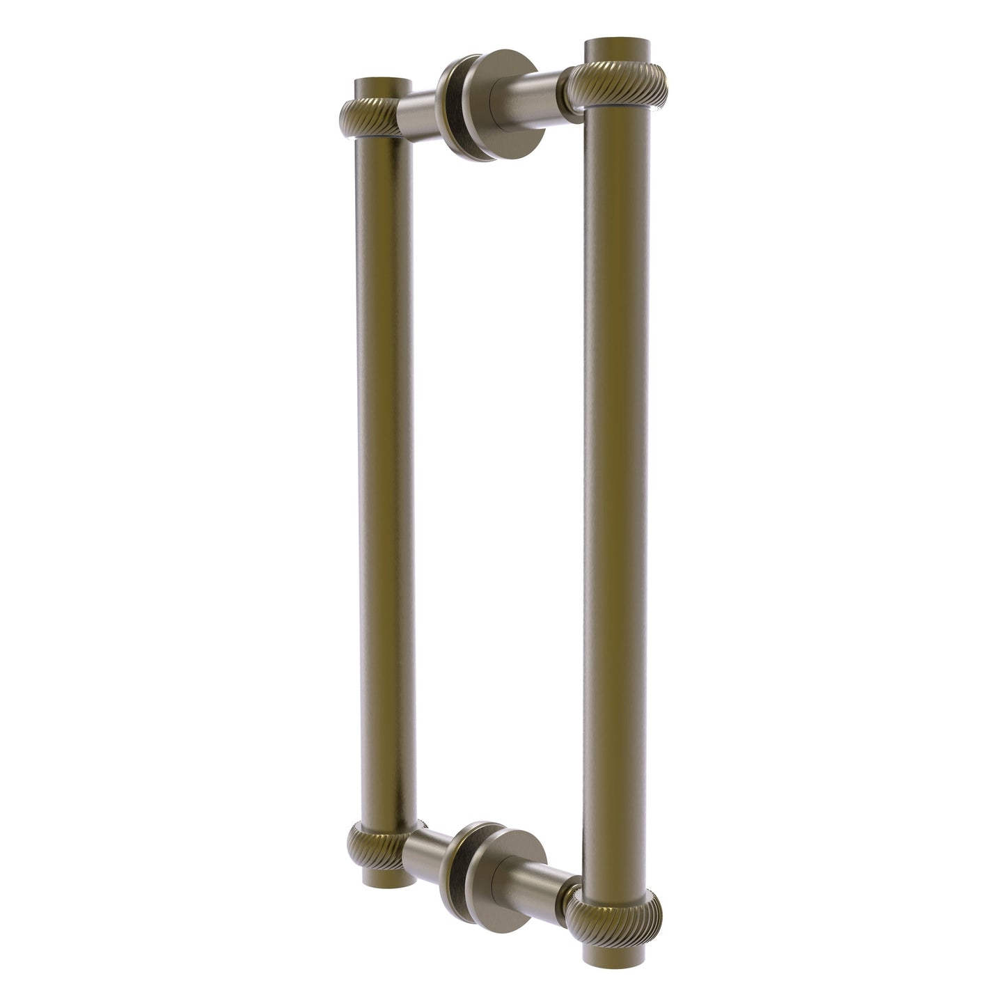 Allied Brass 404T-12BB 13.4" x 7.2" Antique Brass Solid Brass Back-to-Back Shower Door Pull with Twisted Accent
