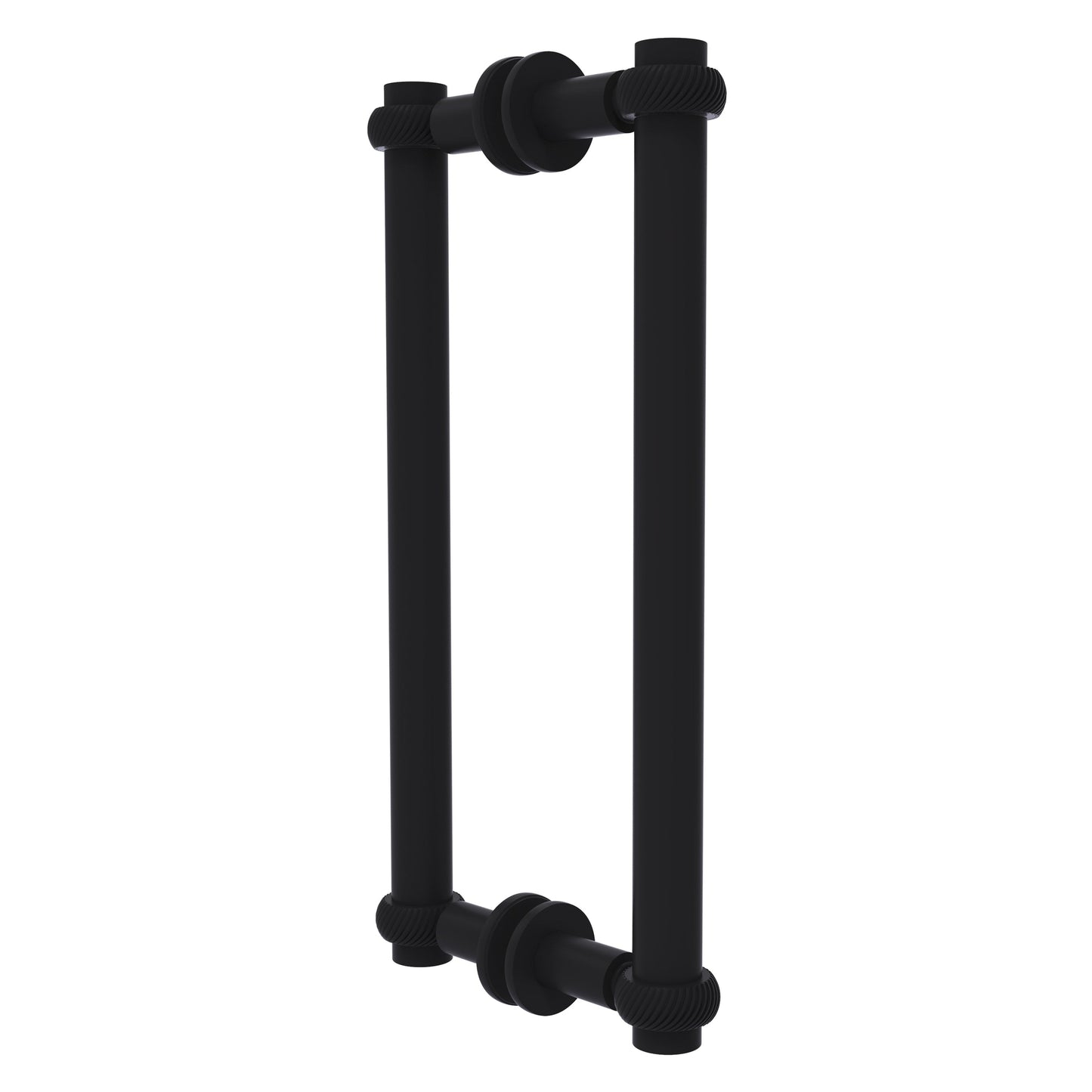 Allied Brass 404T-12BB 13.4" x 7.2" Matte Black Solid Brass Back-to-Back Shower Door Pull with Twisted Accent