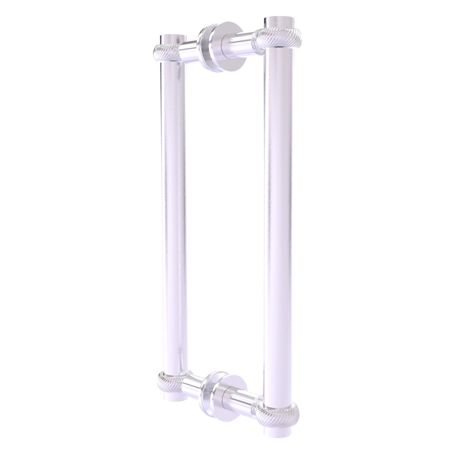 Allied Brass 404T-12BB 13.4" x 7.2" Satin Chrome Solid Brass Back-to-Back Shower Door Pull with Twisted Accent