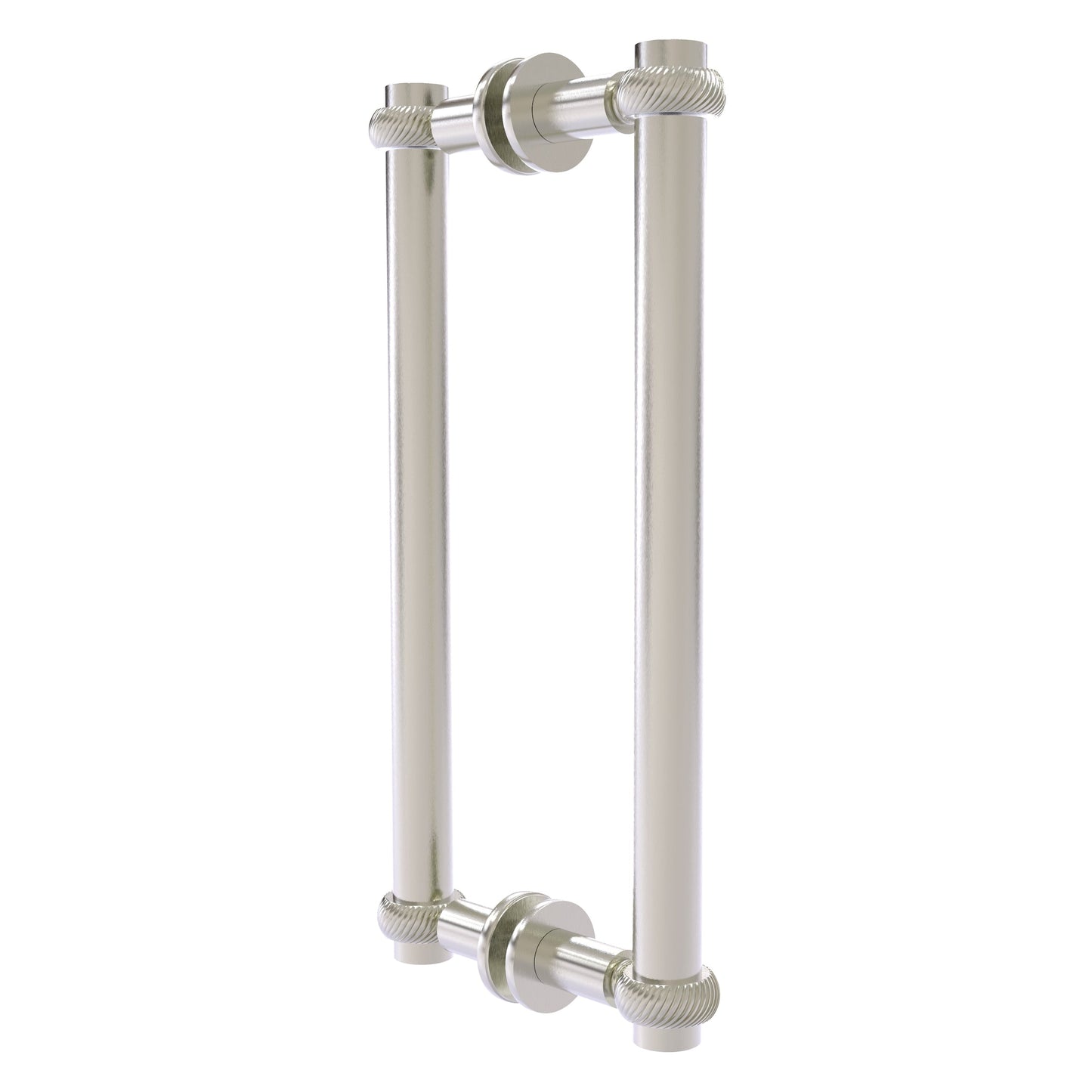 Allied Brass 404T-12BB 13.4" x 7.2" Satin Nickel Solid Brass Back-to-Back Shower Door Pull with Twisted Accent