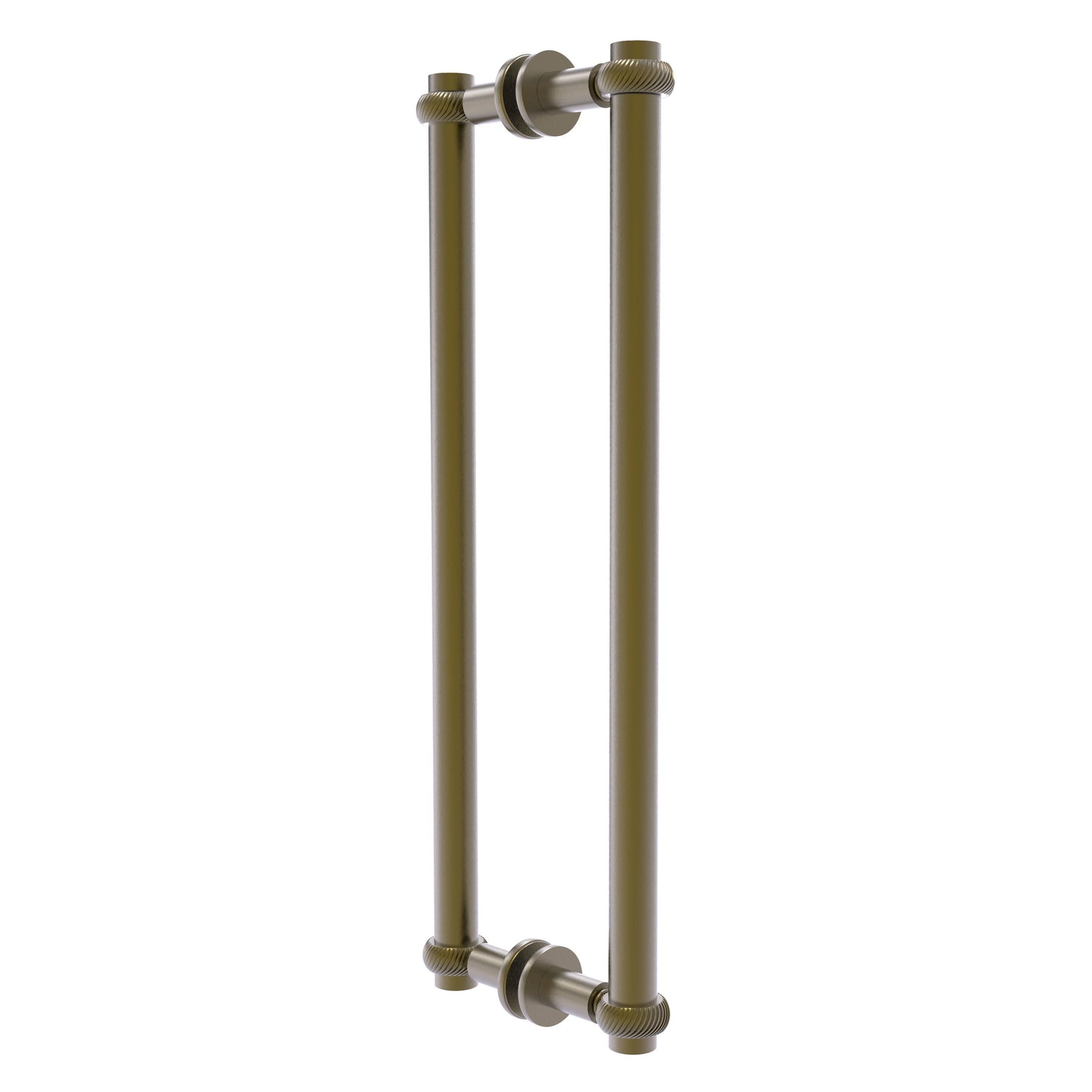 Allied Brass 404T-18BB 19.4" x 7.2" Antique Brass Solid Brass Back-to-Back Shower Door Pull with Twisted Accent