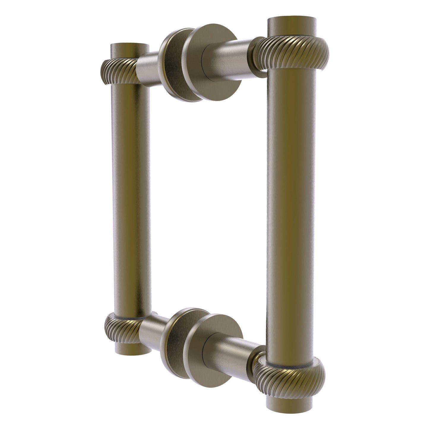 Allied Brass 404T-6BB 7.4" x 7.2" Antique Brass Solid Brass Back-to-Back Shower Door Pull with Twisted Accent