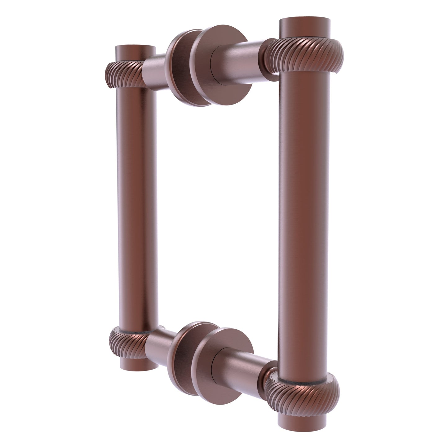 Allied Brass 404T-6BB 7.4" x 7.2" Antique Copper Solid Brass Back-to-Back Shower Door Pull with Twisted Accent
