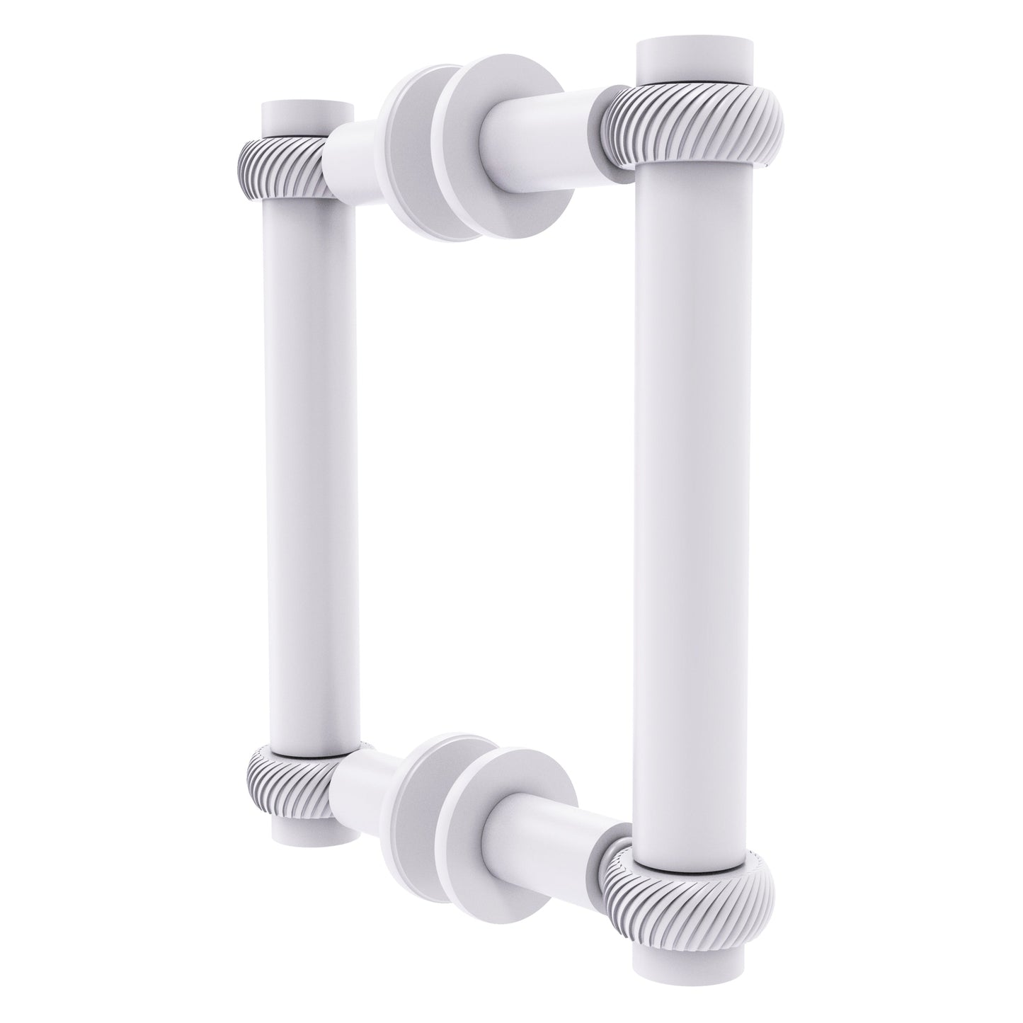 Allied Brass 404T-6BB 7.4" x 7.2" Matte White Solid Brass Back-to-Back Shower Door Pull with Twisted Accent