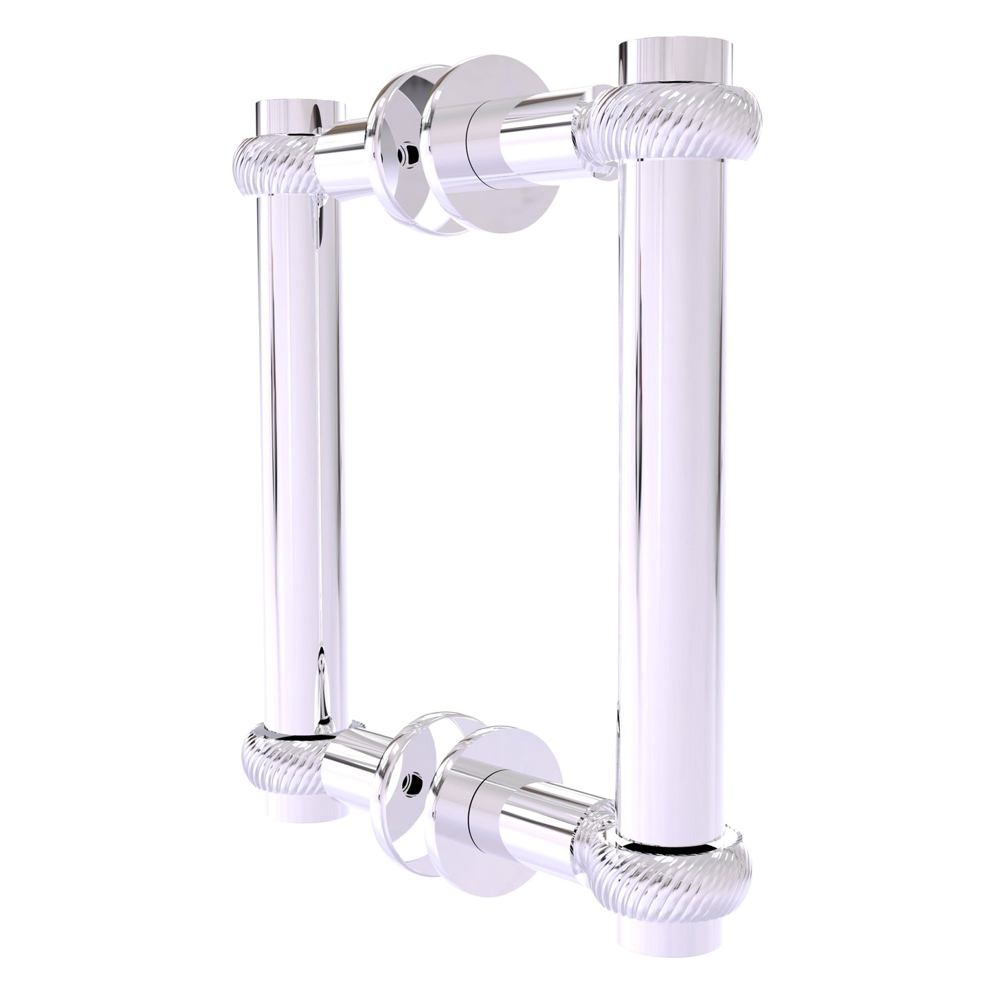 Allied Brass 404T-6BB 7.4" x 7.2" Polished Chrome Solid Brass Back-to-Back Shower Door Pull with Twisted Accent
