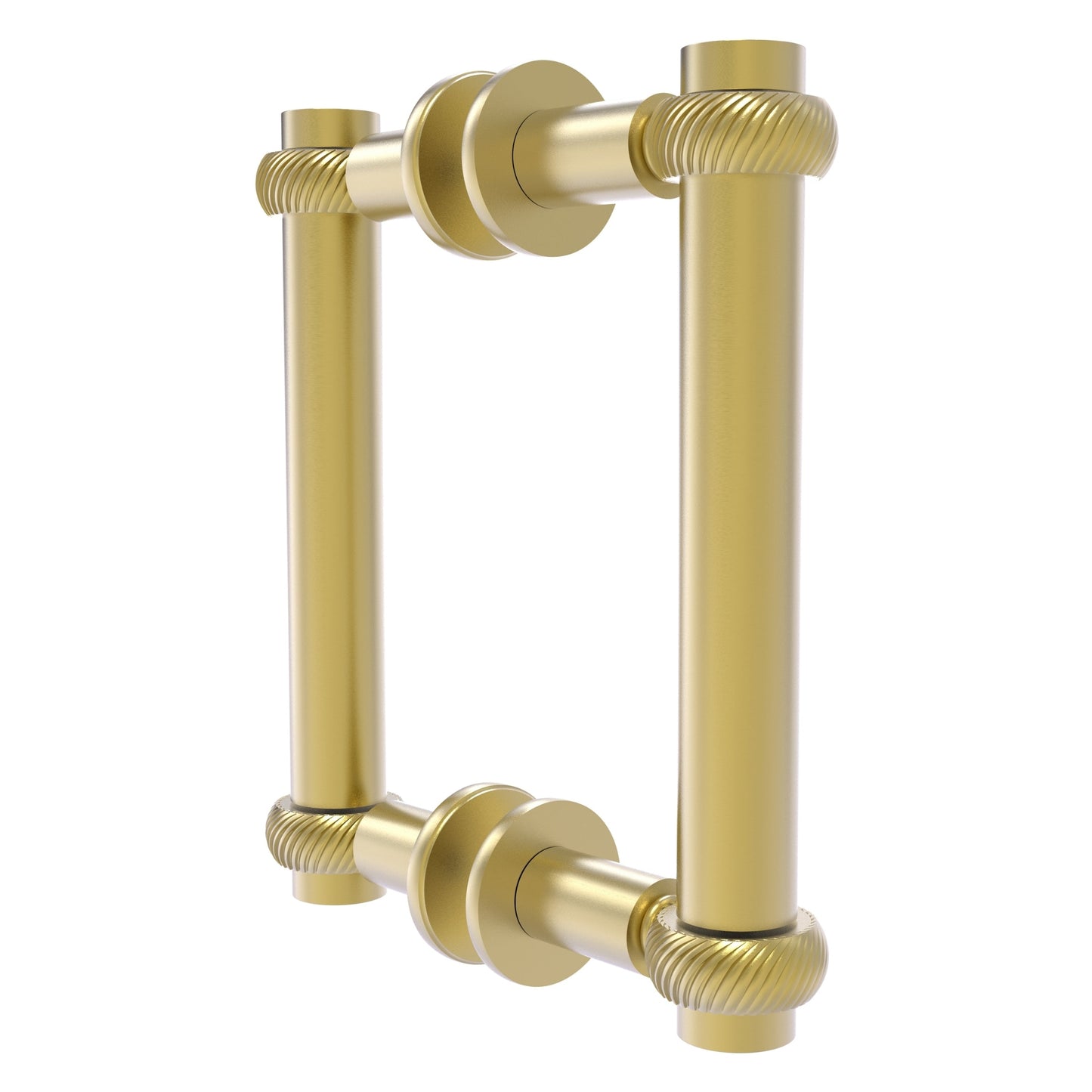 Allied Brass 404T-6BB 7.4" x 7.2" Satin Brass Solid Brass Back-to-Back Shower Door Pull with Twisted Accent