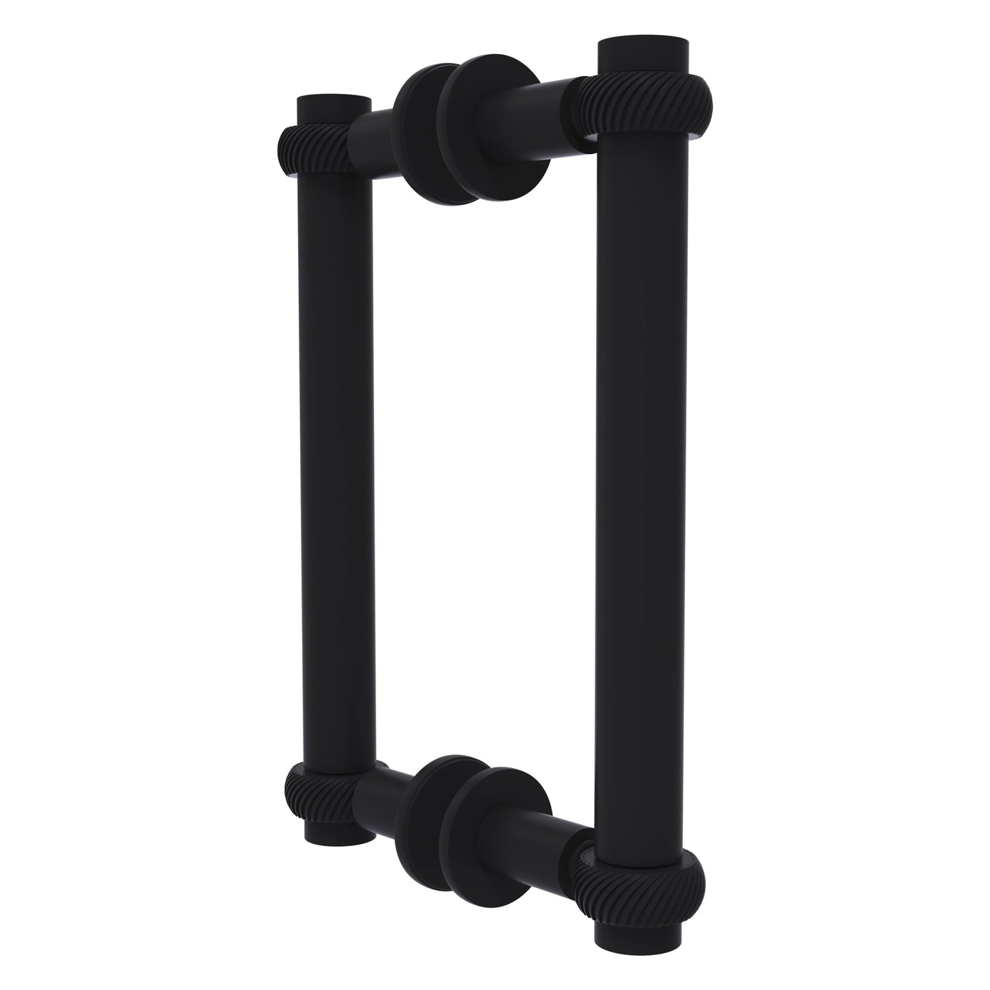 Allied Brass 404T-8BB 9.4" x 7.2" Matte Black Solid Brass Back-to-Back Shower Door Pull with Twisted Accent