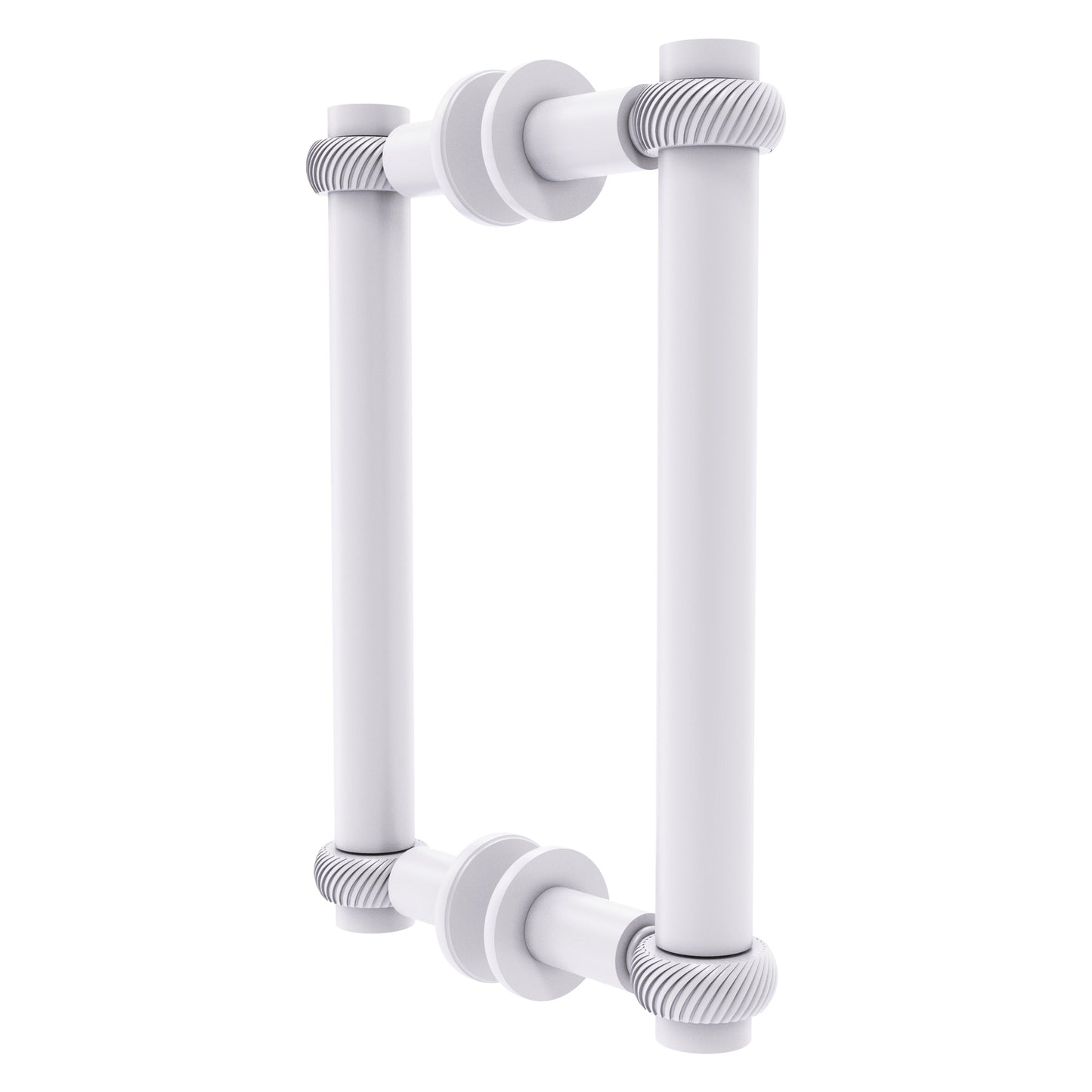 Allied Brass 404T-8BB 9.4" x 7.2" Matte White Solid Brass Back-to-Back Shower Door Pull with Twisted Accent