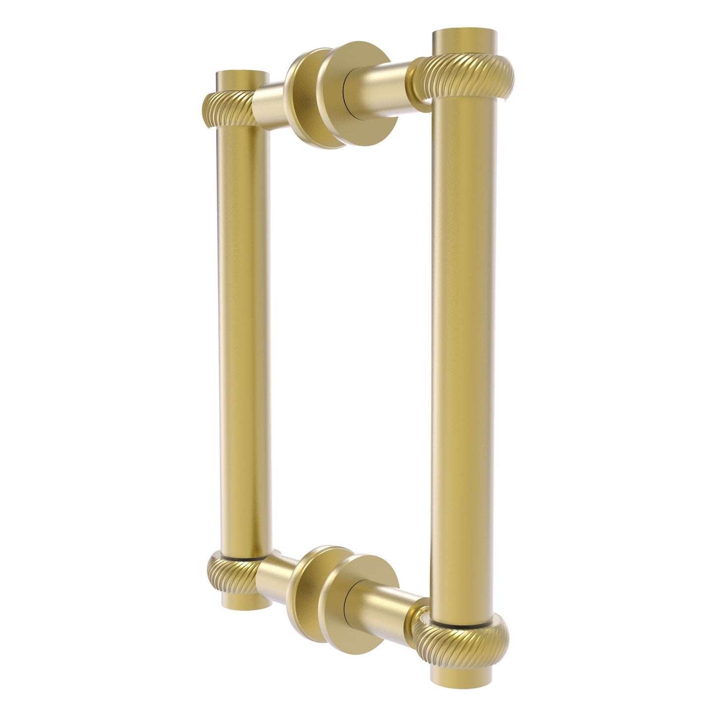 Allied Brass 404T-8BB 9.4" x 7.2" Satin Brass Solid Brass Back-to-Back Shower Door Pull with Twisted Accent