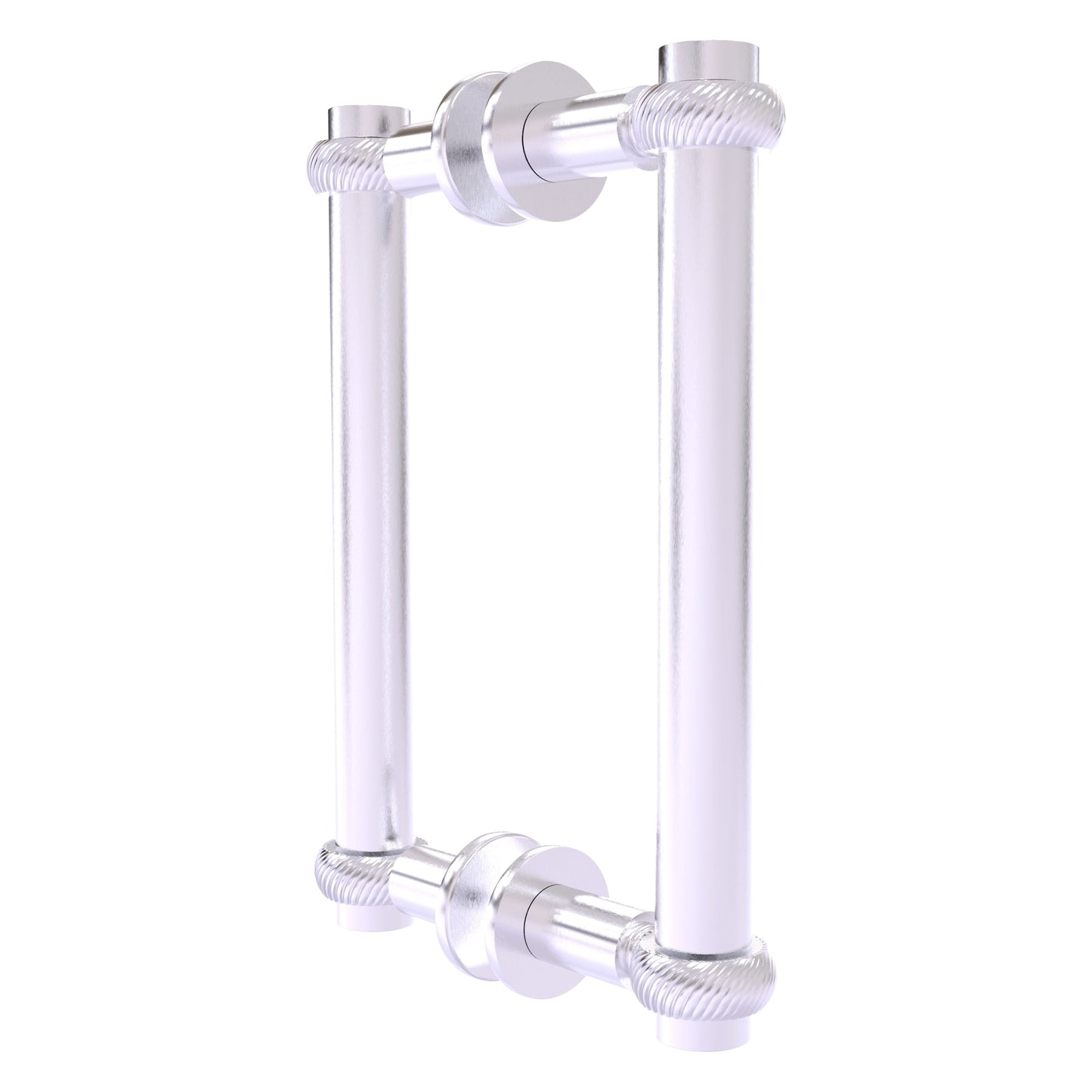 Allied Brass 404T-8BB 9.4" x 7.2" Satin Chrome Solid Brass Back-to-Back Shower Door Pull with Twisted Accent