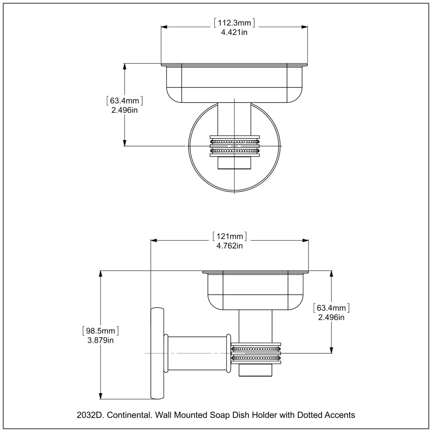 Allied Brass Continental 4.5" x 3.5" Brushed Bronze Solid Brass Wall-Mounted Soap Dish Holder with Dotted Accents