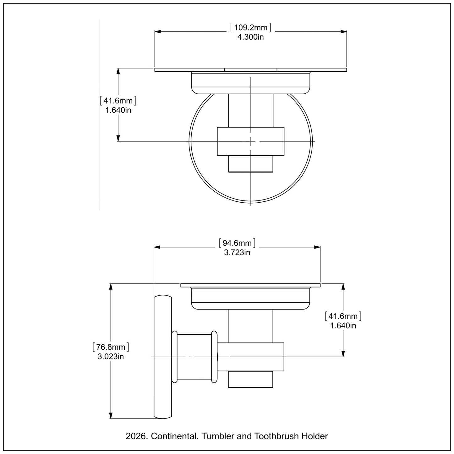 Allied Brass Continental 4.5" x 3.5" Matte Gray Solid Brass Tumbler Toothbrush Holder
