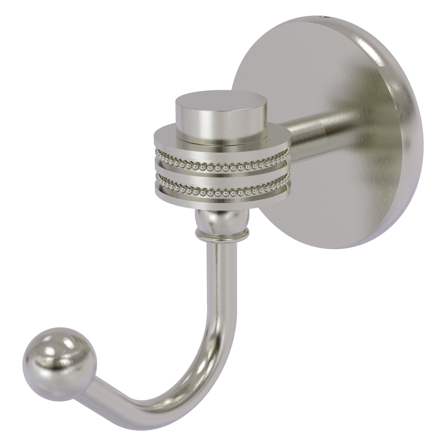 Allied Brass Satellite Orbit One 2.8" x 4.6" Satin Nickel Solid Brass Robe Hook With Dotted Accents