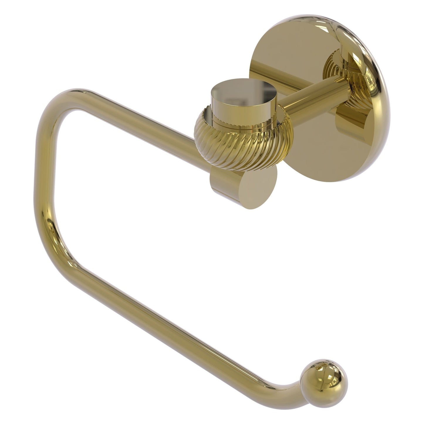 Allied Brass Satellite Orbit One 7" x 2.6" Unlacquered Brass Solid Brass Euro-Style Toilet Tissue Holder With Twisted Accents