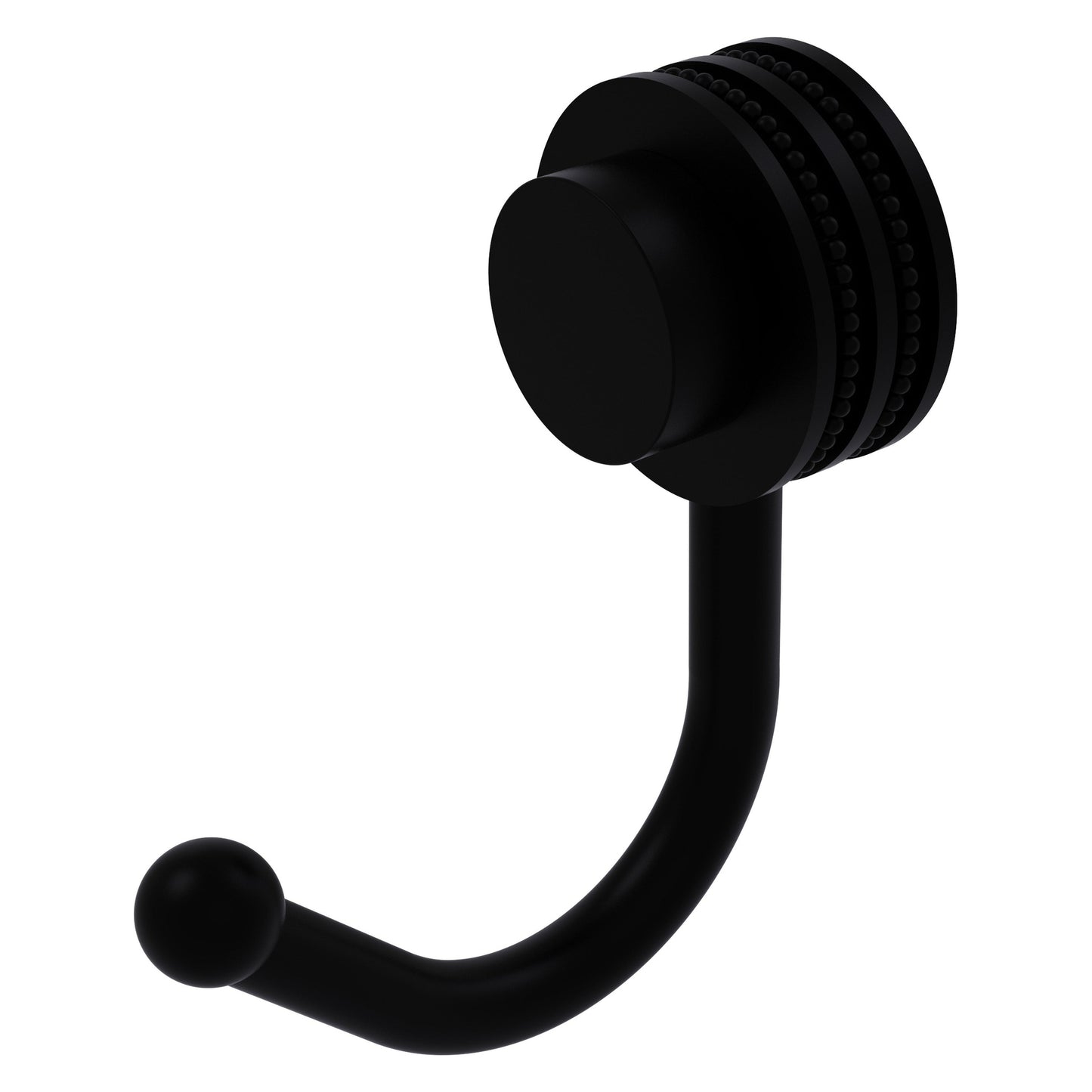 Allied Brass Venus 1.5" x 2.83" Matte Black Solid Brass Robe Hook With Dotted Accents