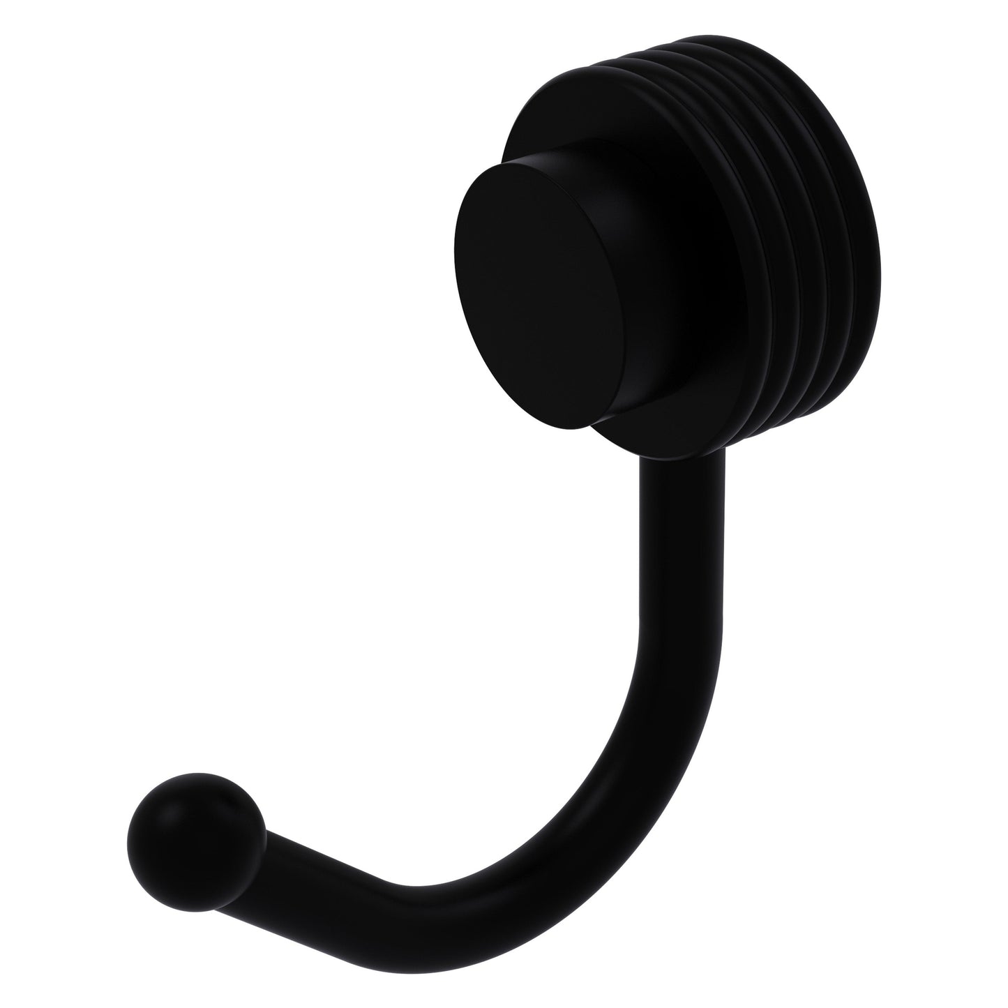 Allied Brass Venus 1.5" x 2.83" Matte Black Solid Brass Robe Hook With Grooved Accents