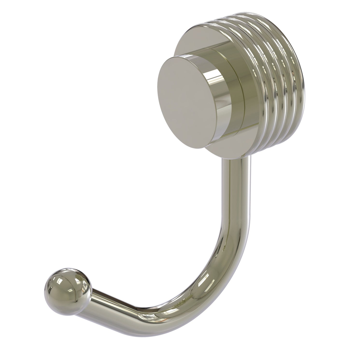 Allied Brass Venus 1.5" x 2.83" Polished Nickel Solid Brass Robe Hook With Grooved Accents