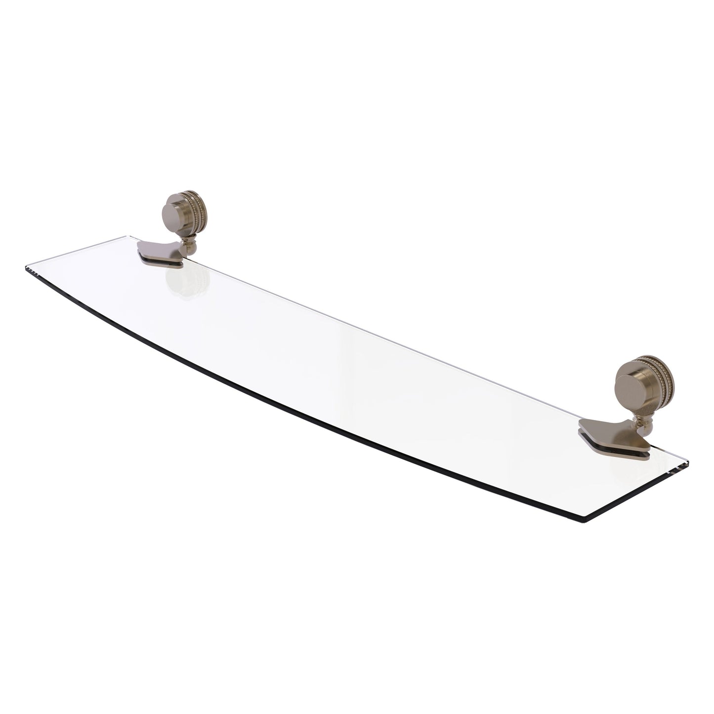 Allied Brass Venus 24" x 5" Antique Pewter Solid Brass Glass Shelf With Dotted Accents