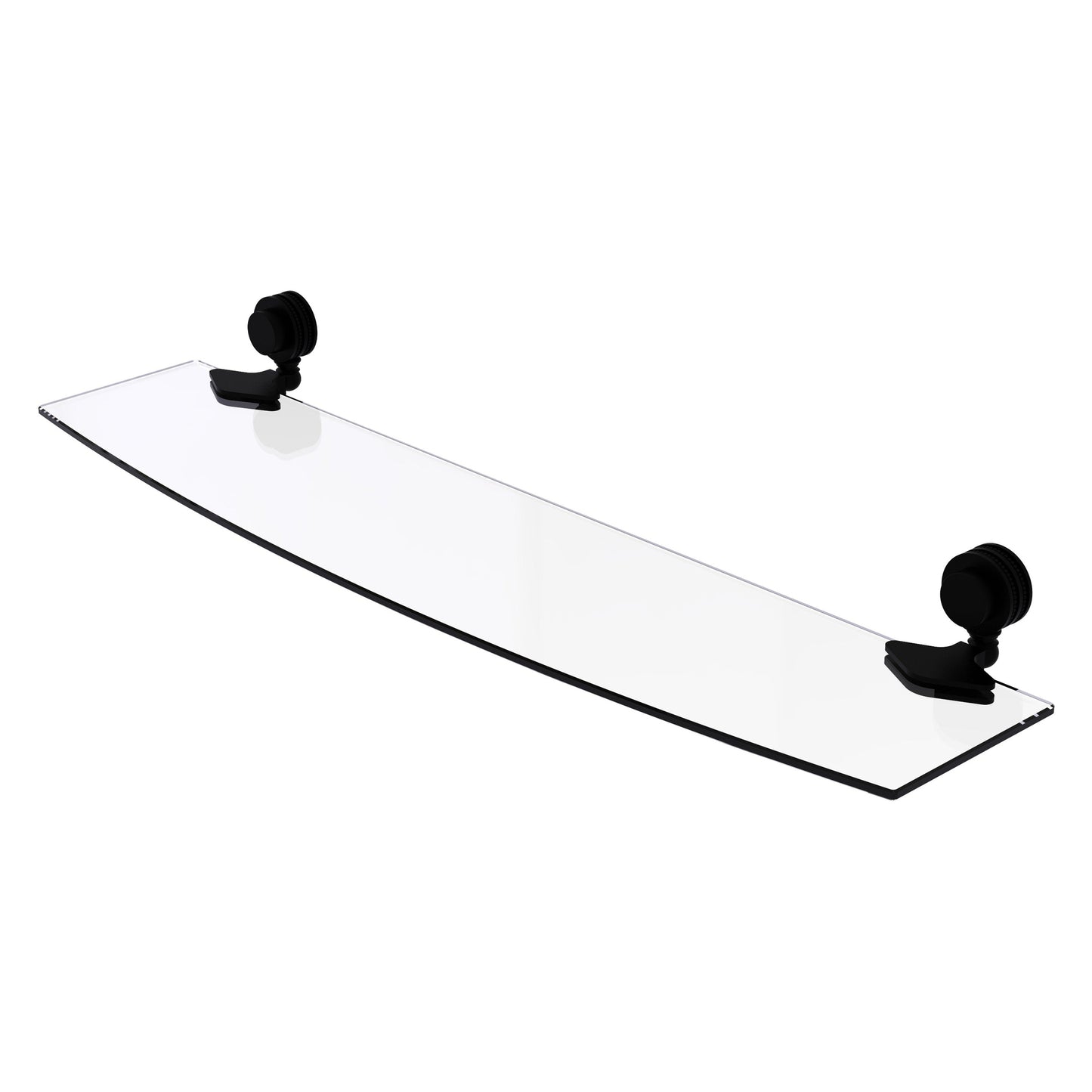 Allied Brass Venus 24" x 5" Matte Black Solid Brass Glass Shelf With Dotted Accents