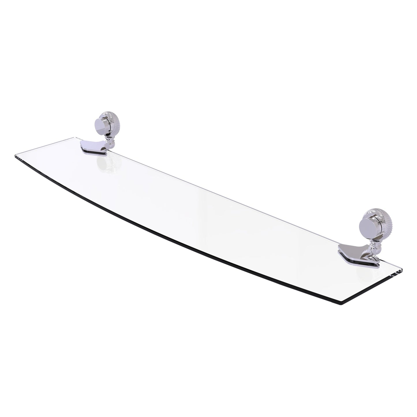 Allied Brass Venus 24" x 5" Polished Chrome Solid Brass Glass Shelf With Twist Accents