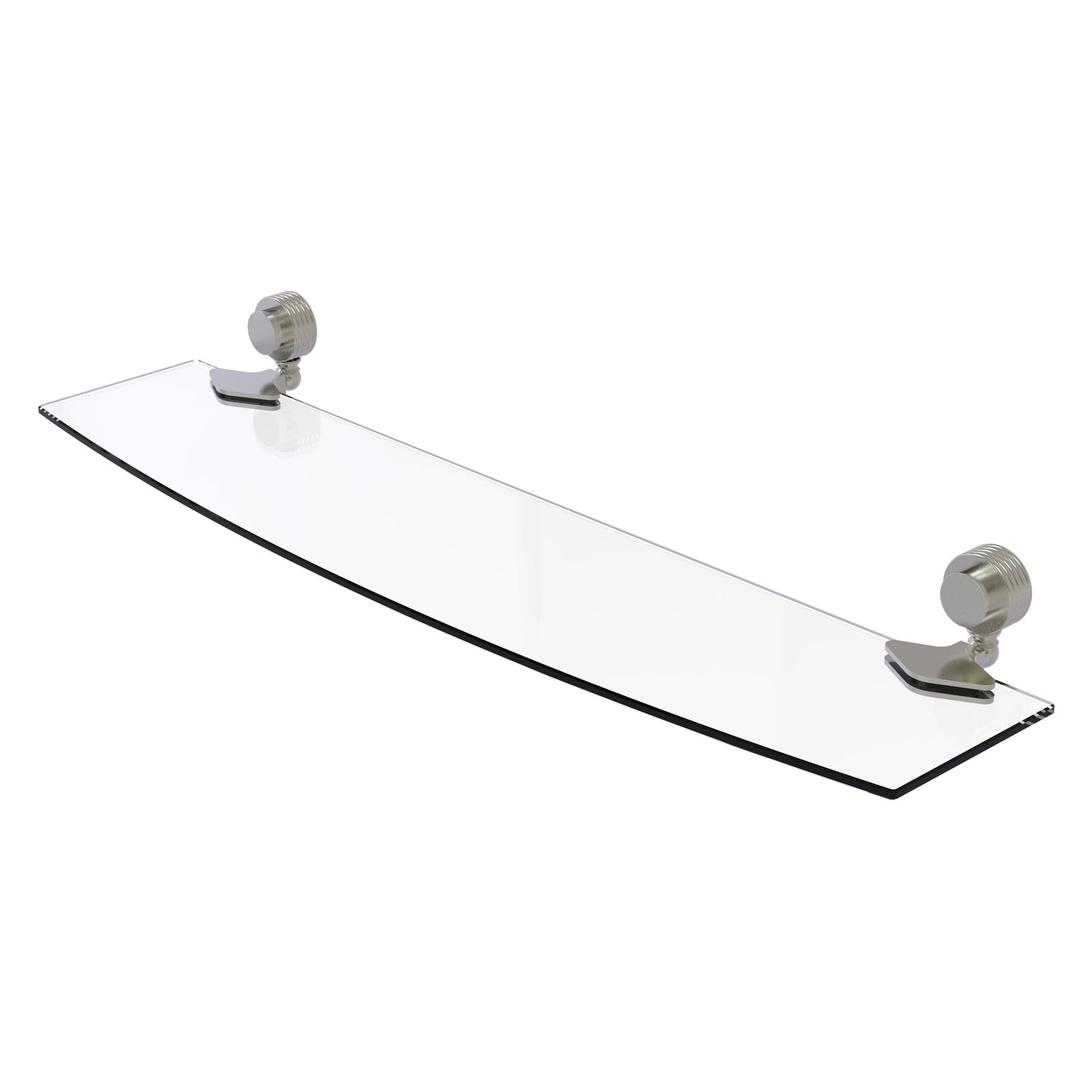 Allied Brass Venus 24" x 5" Satin Nickel Solid Brass Glass Shelf With Grooved Accents