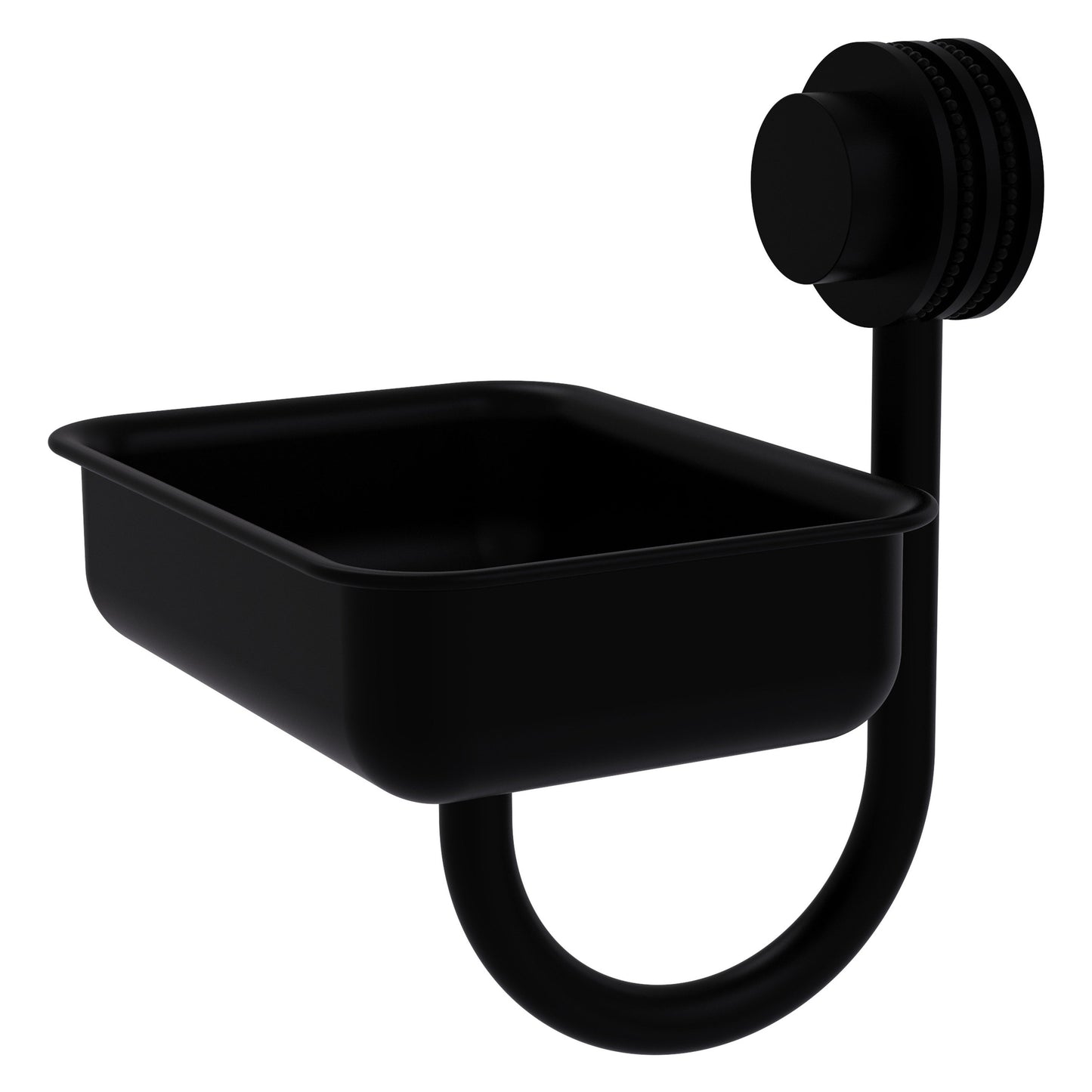 Allied Brass Venus 5" Matte Black Solid Brass Wall-Mounted Soap Dish With Dotted Accents