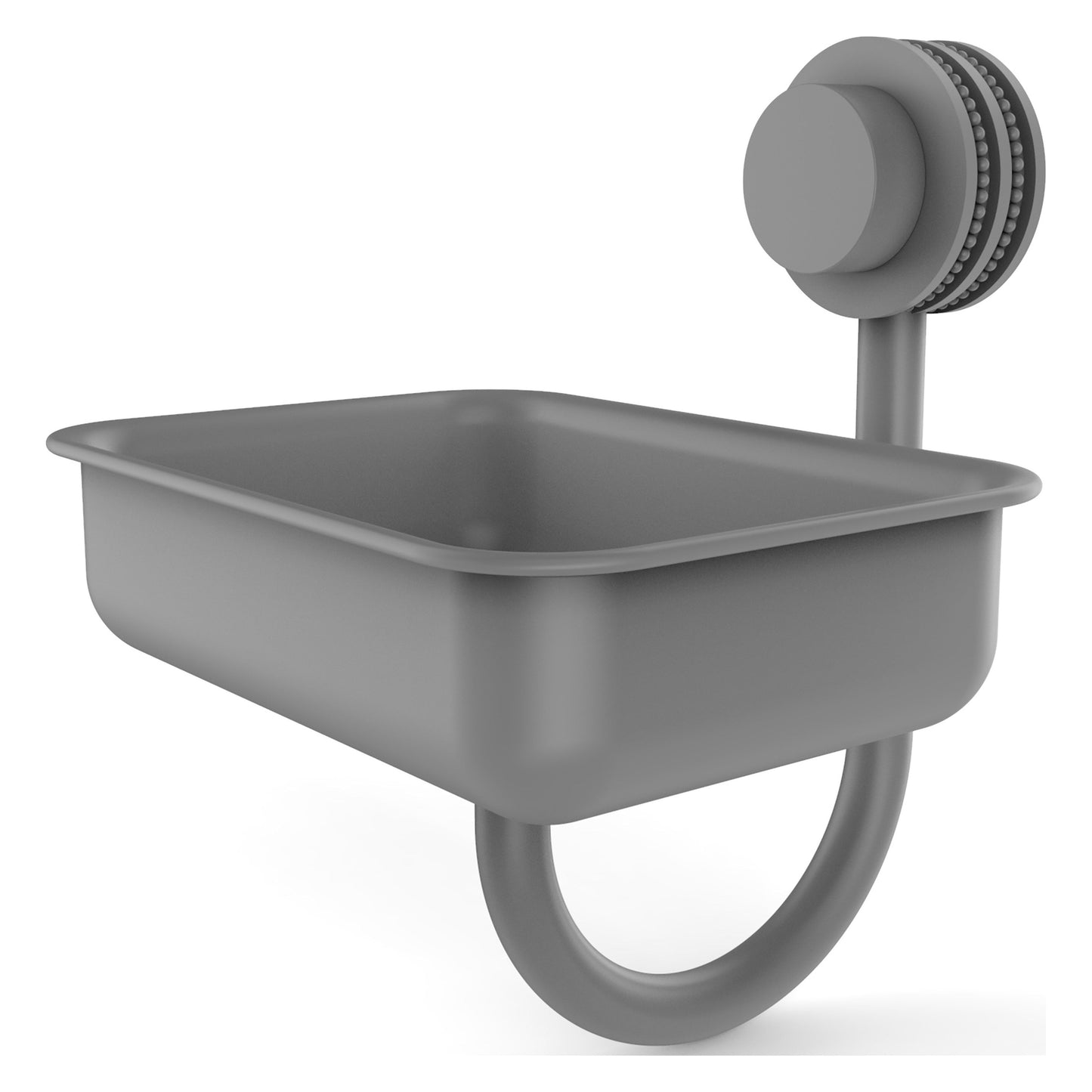 Allied Brass Venus 5" Matte Gray Solid Brass Wall-Mounted Soap Dish With Dotted Accents